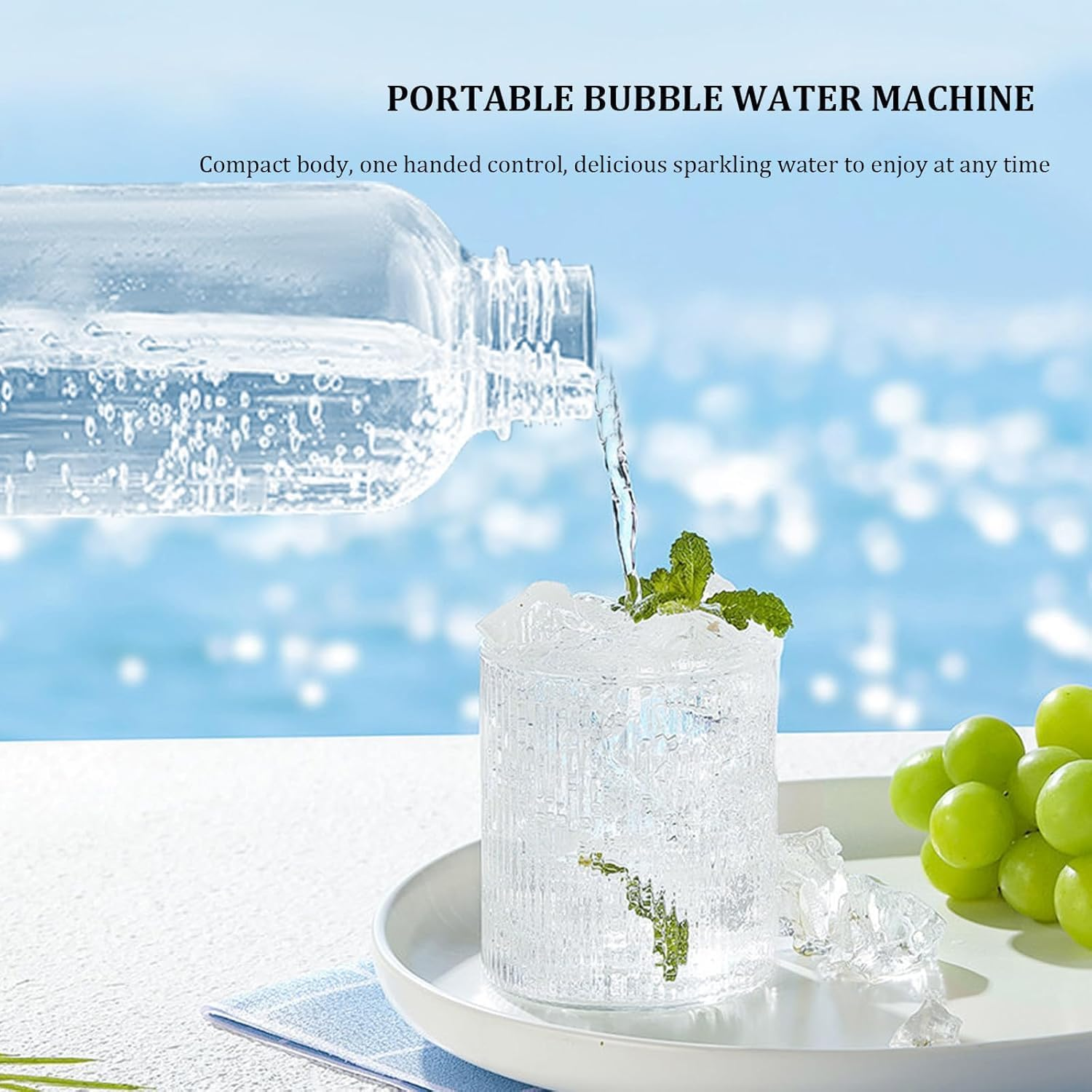 Portable Soda Siphon, 1L Travel Sparkling Water Maker Machine for Home & Outdoor, Soda Maker for Cocktails or Fizzy Drink,Use 8 Gram CO2 Cartridges (Not Included) image number 5