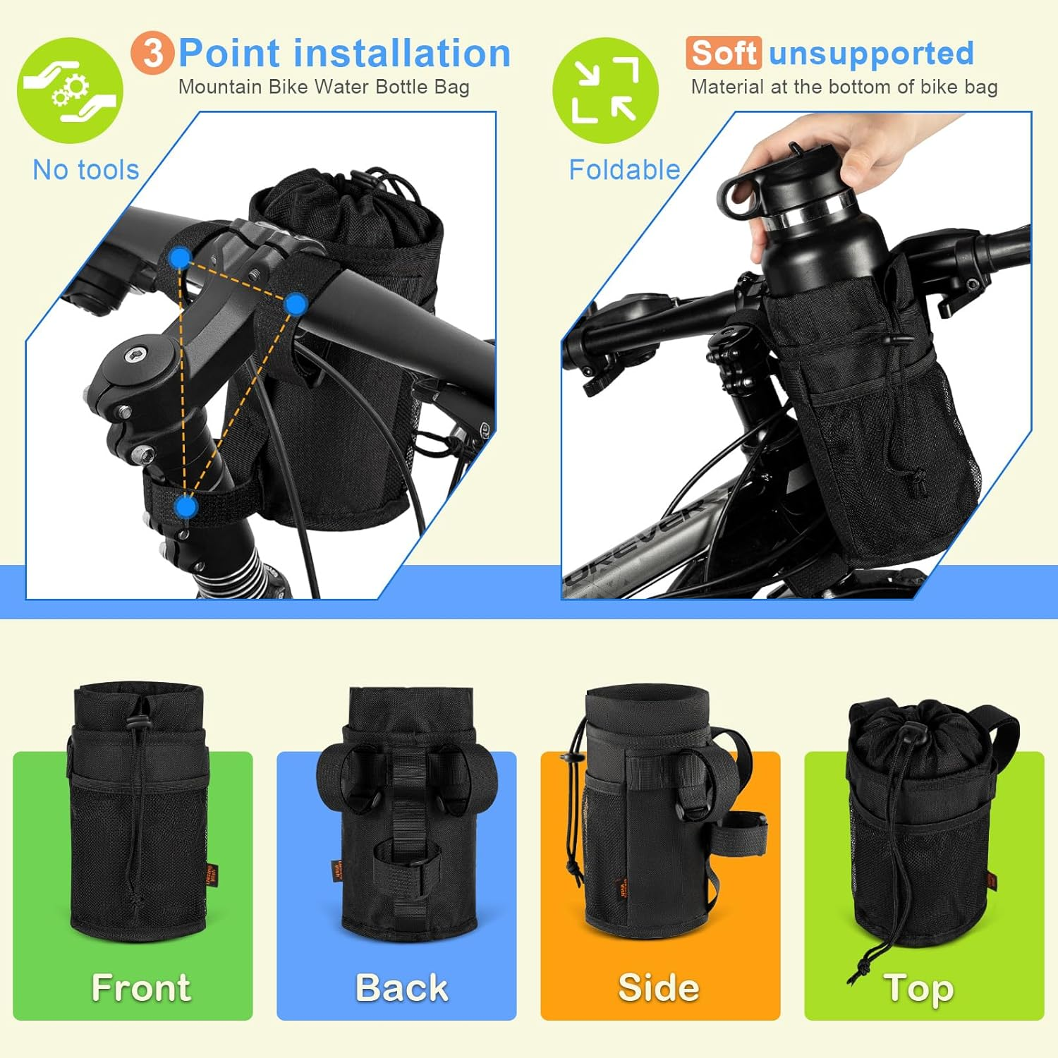 Desing Wish 12-24Oz Drink Holder Bottle Holder Bicycle without Screws Handlebar Water Bottle Holder Bicycle Bottle Holder Drinks Holder Water Bottle Holder Gift image number 6