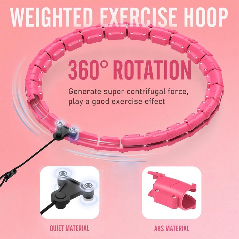 Weighted Infinity Hoop for Adult Weight Loss,24 Links Detachable & Size Adjustable,2 in 1 Waist and Abdominal Workout Hoop,Exercise Hoop Suitable for Women and Beginners,With Waist Trainer for Women image number 6