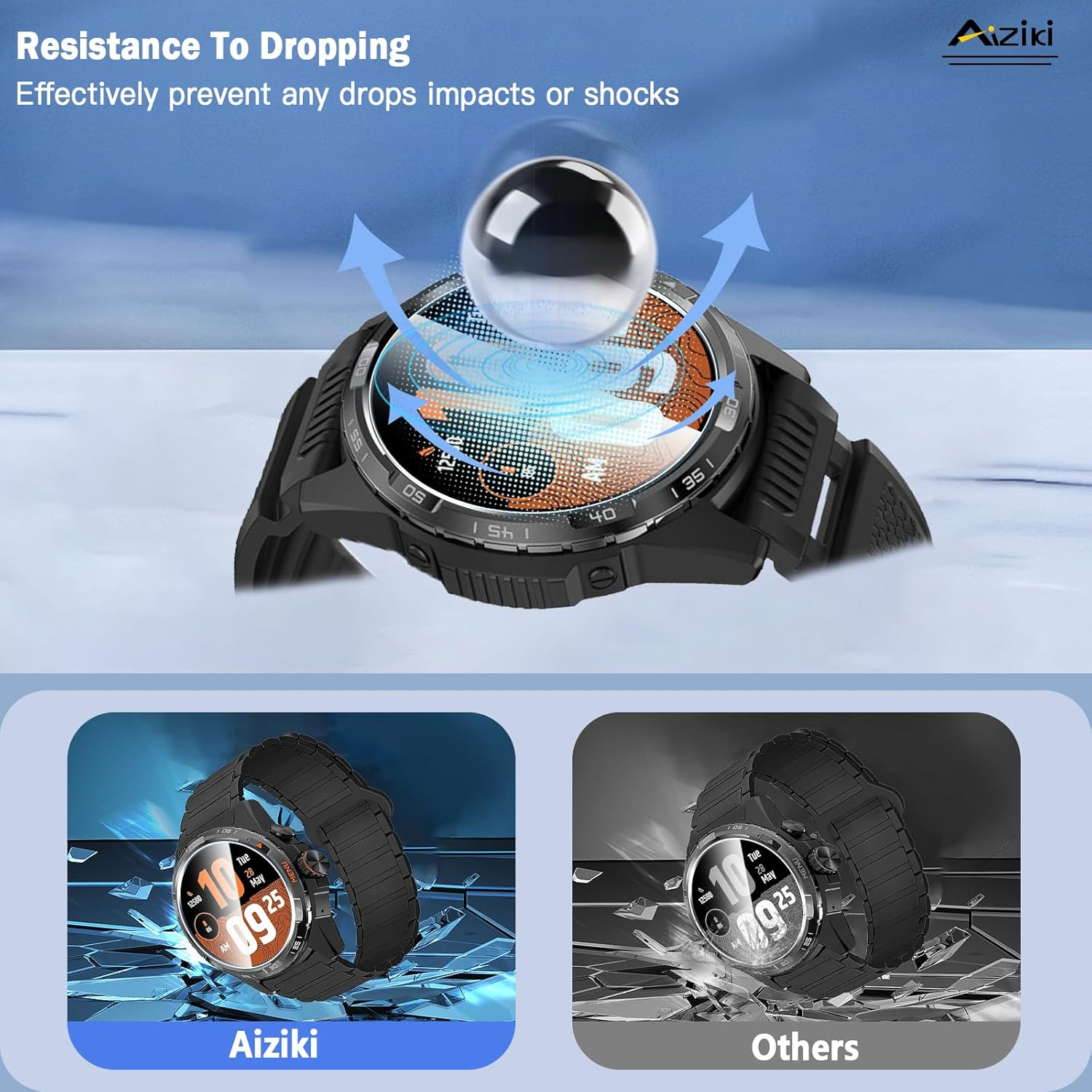 Aiziki Glass Screen Protector for Ticwatch Atlas/Ticwatch Pro 5 Enduro/Ticwatch Pro 5/ Ticwatch Pro 3/ Ticwatch Pro 3 Ultra, Anti-Scratch, Bubble Free, [4 Pack] Screen Protectors Ticwatch Atlas image number 4