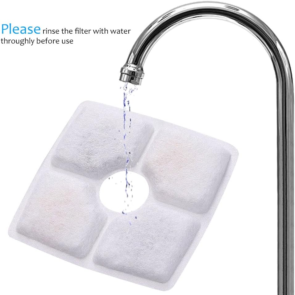 ELEOPTION Cat Water Fountain Filters, Activated Carbon Filters Replacement for Dogs Cats Pets Fountains Water Dispenser, Pack of 4 image number 2
