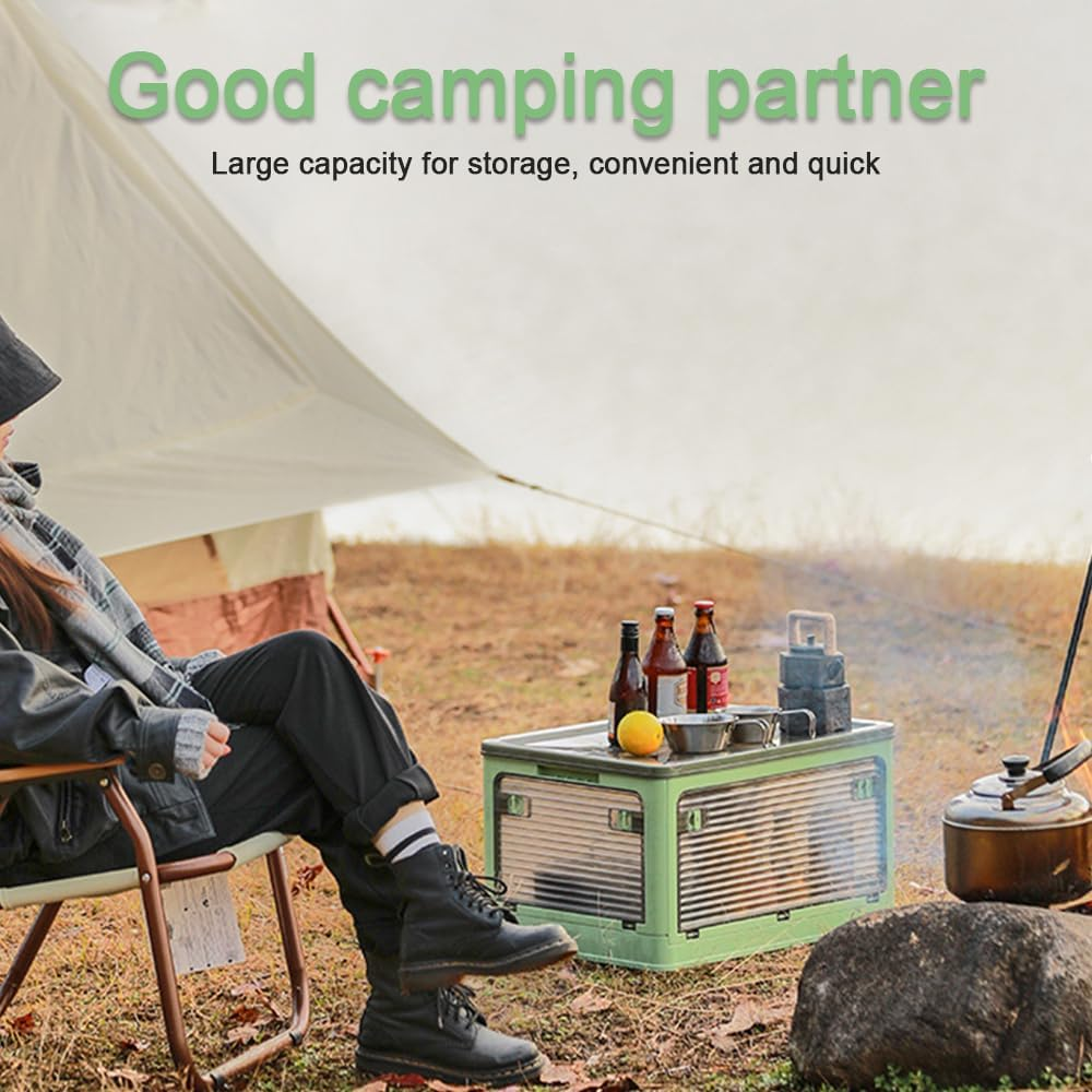 Stackable Storage Bins with Lids,Multi-Opening Storage Box，Stackable Bins with Lids and Wheels for Clothes, Snacks, Toys & Books, Collapsible Container for Home Office Outdoor Dorm (Green) image number 2