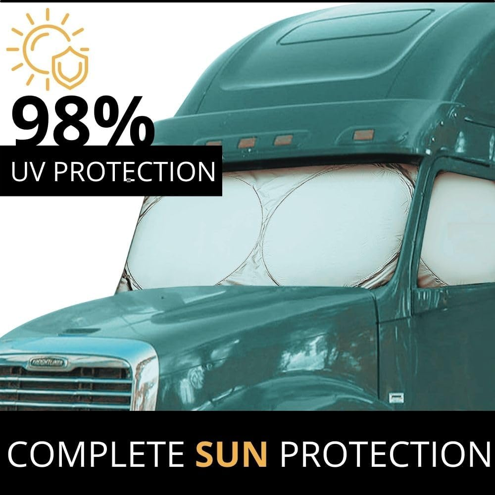 Maro Semi-Truck Sun Shade for Windshield and Side Windows 240T UV Protective Sunshade Windscreen and Side Windows Sun Visor for Commercial, Big Rig Truck with Maximum Coverage image number 3