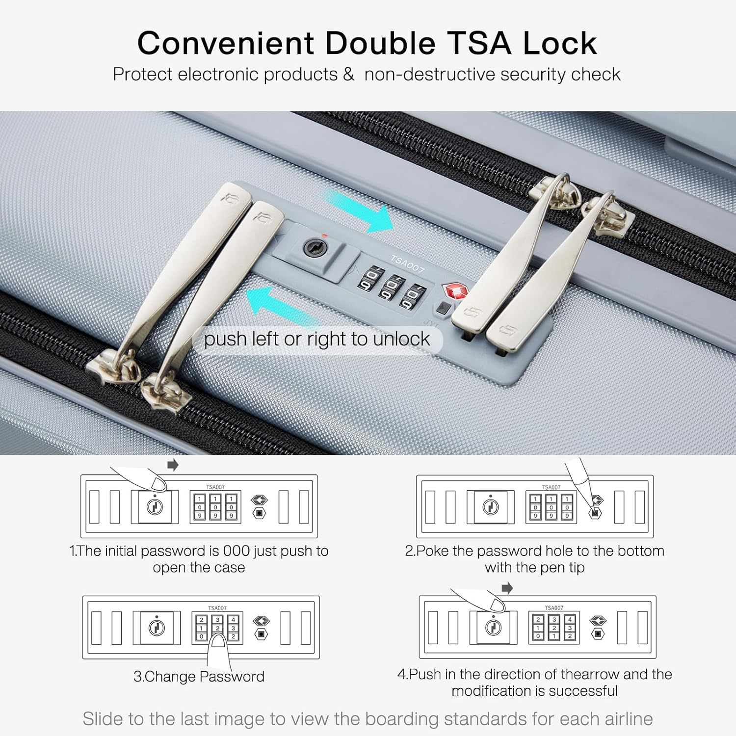 Hanke 20 Inch Carry on Luggage Lightweight PC Hard Shell Suitcases with Wheels Upright Front Opening Luggage Travel Suitcase Women Men(Grey) image number 5