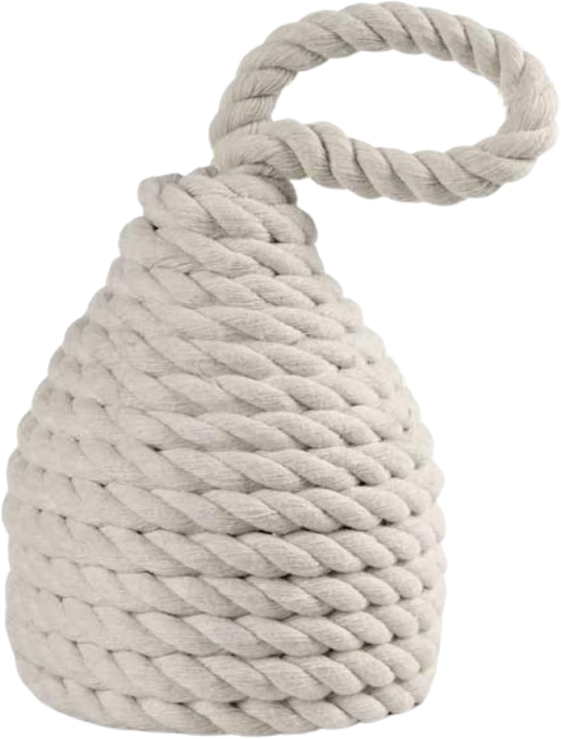 White Rope Door Stop, 16 X 16 X 25 Cm, Cylinder Shape, Decorative Nautical Door Stop, Heavy Duty for Indoor and Outdoor Use, Elegant Fabric with Handle image number 4