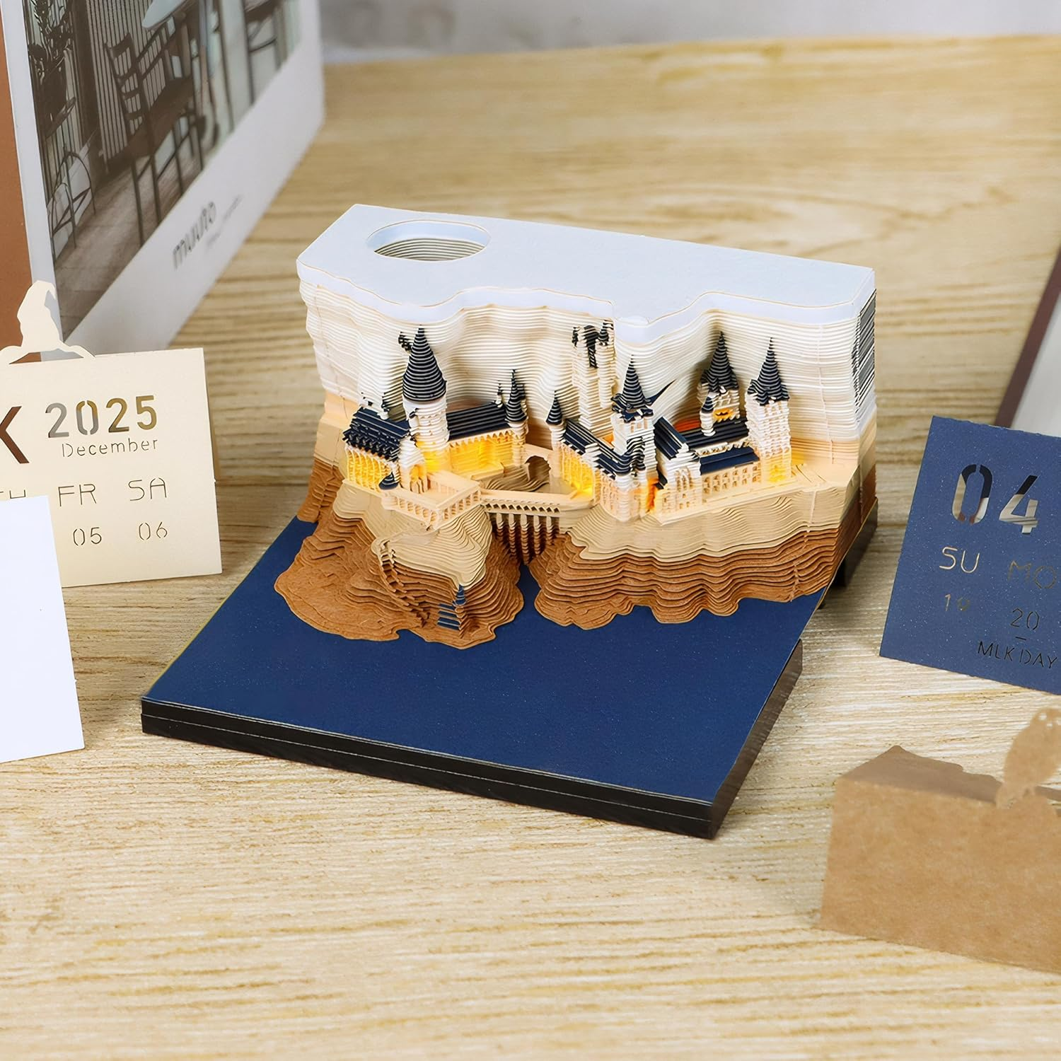 3D Calendar 2025, Magic Castle Time Piece Memo Pad Desk Calendar image number 6
