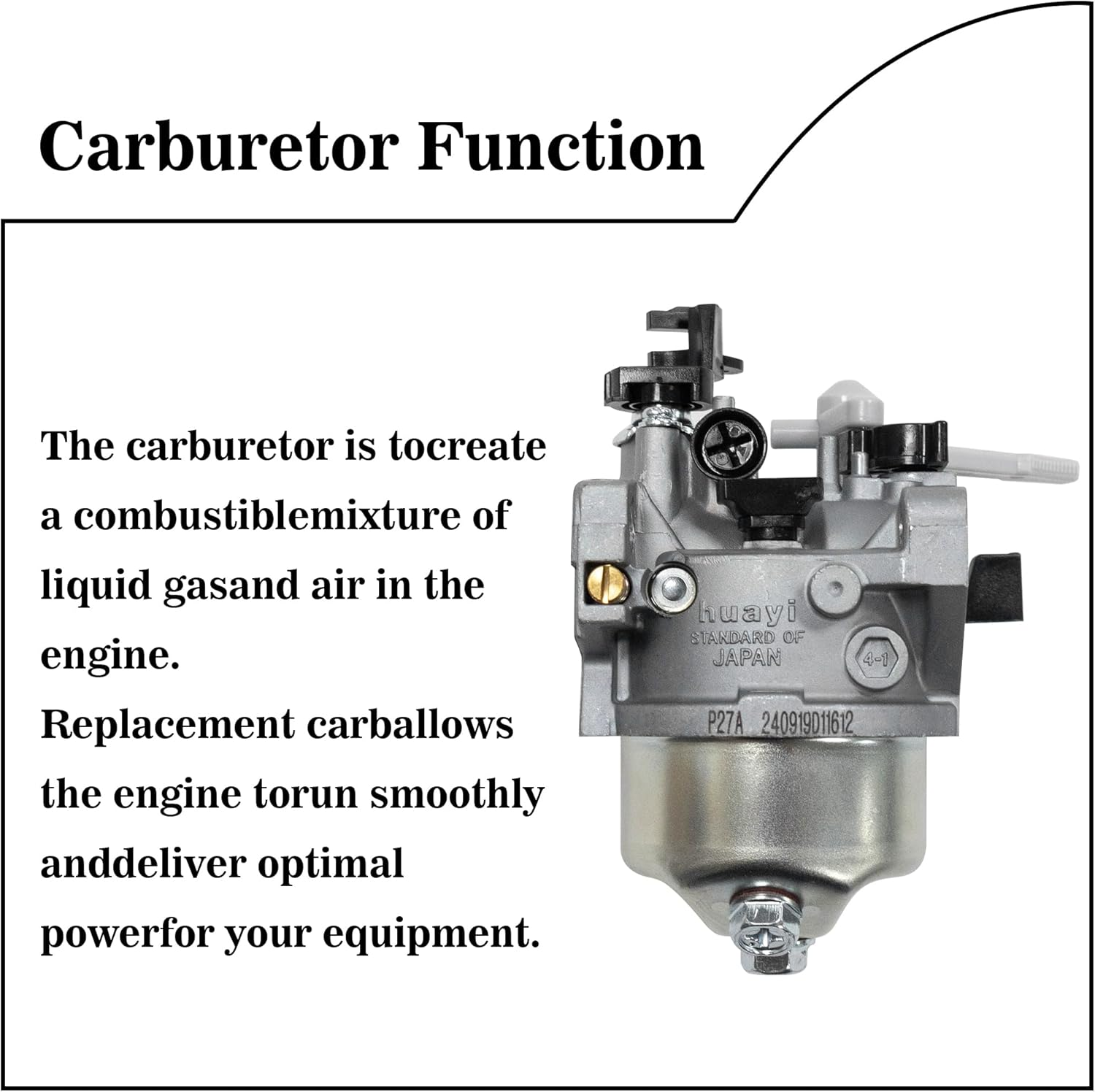 Fullas Huayi Carburetor P27A GX420 Carb with Gaskets Compatible with Honda GX420, Generac, Predatpr, Westing House, Pulsar, Champion 420CC 440CC 460CC 16HP 17HP 18HP Gas Motor Engine image number 6