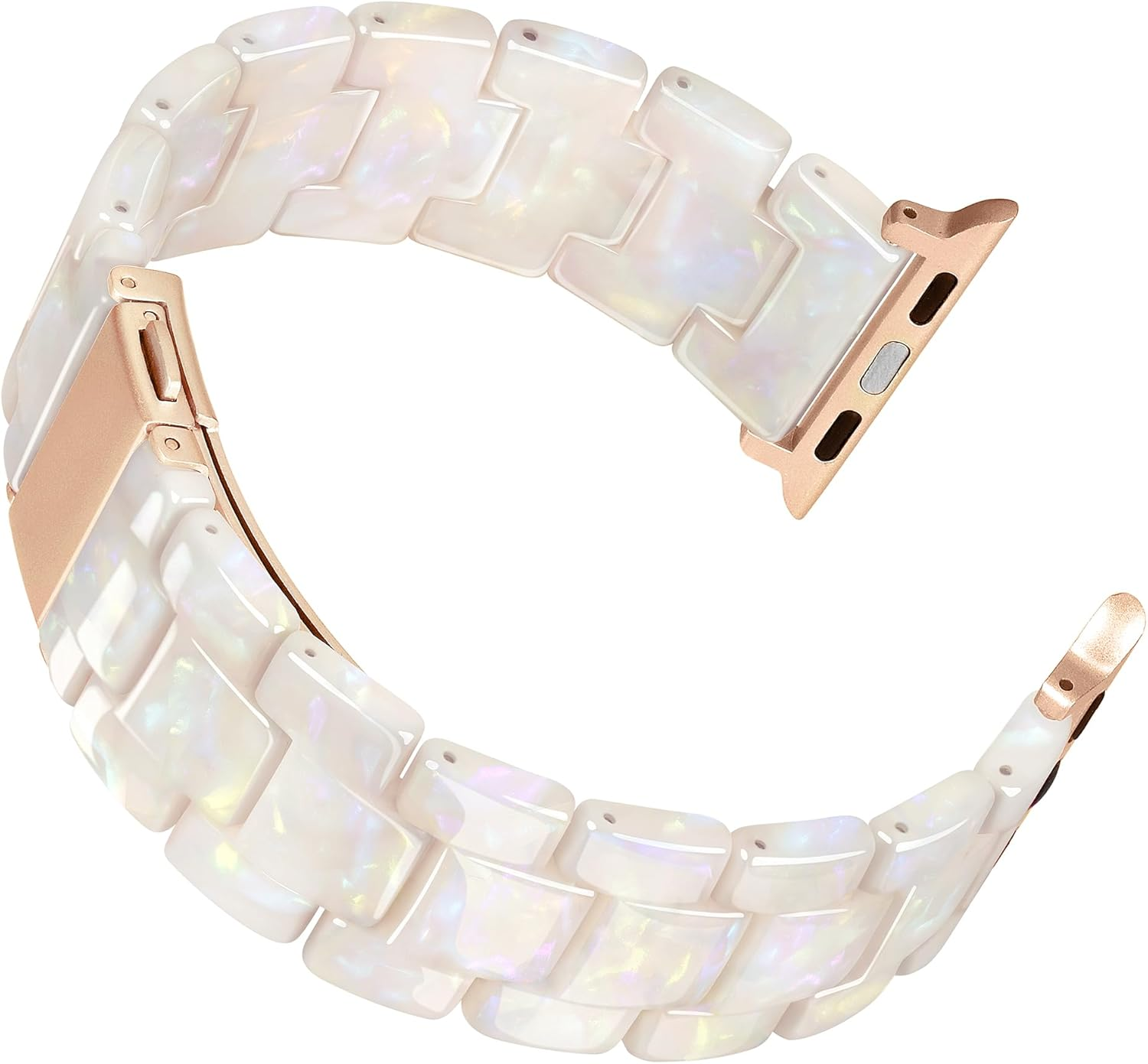 Vamyzji Compatible with Apple Watch Band 49Mm 46Mm 45Mm 44Mm 42Mm, Lightweight Waterproof Resin Sport Iwatch Strap for Apple Watch Series 11 10 9 8 7 6 5 4 3 2 1 SE Ultra 3 2 1(White Rose Gold) image number 4