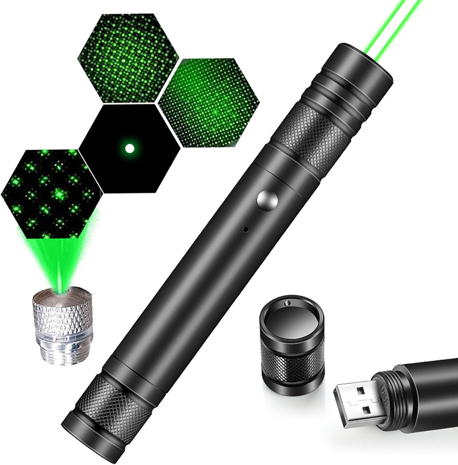 SYGELER USB Rechargeable 1000LM Green Laser Light - 500M Beam Distance,For Camping/Hunting/Gaming/Indoor Activities