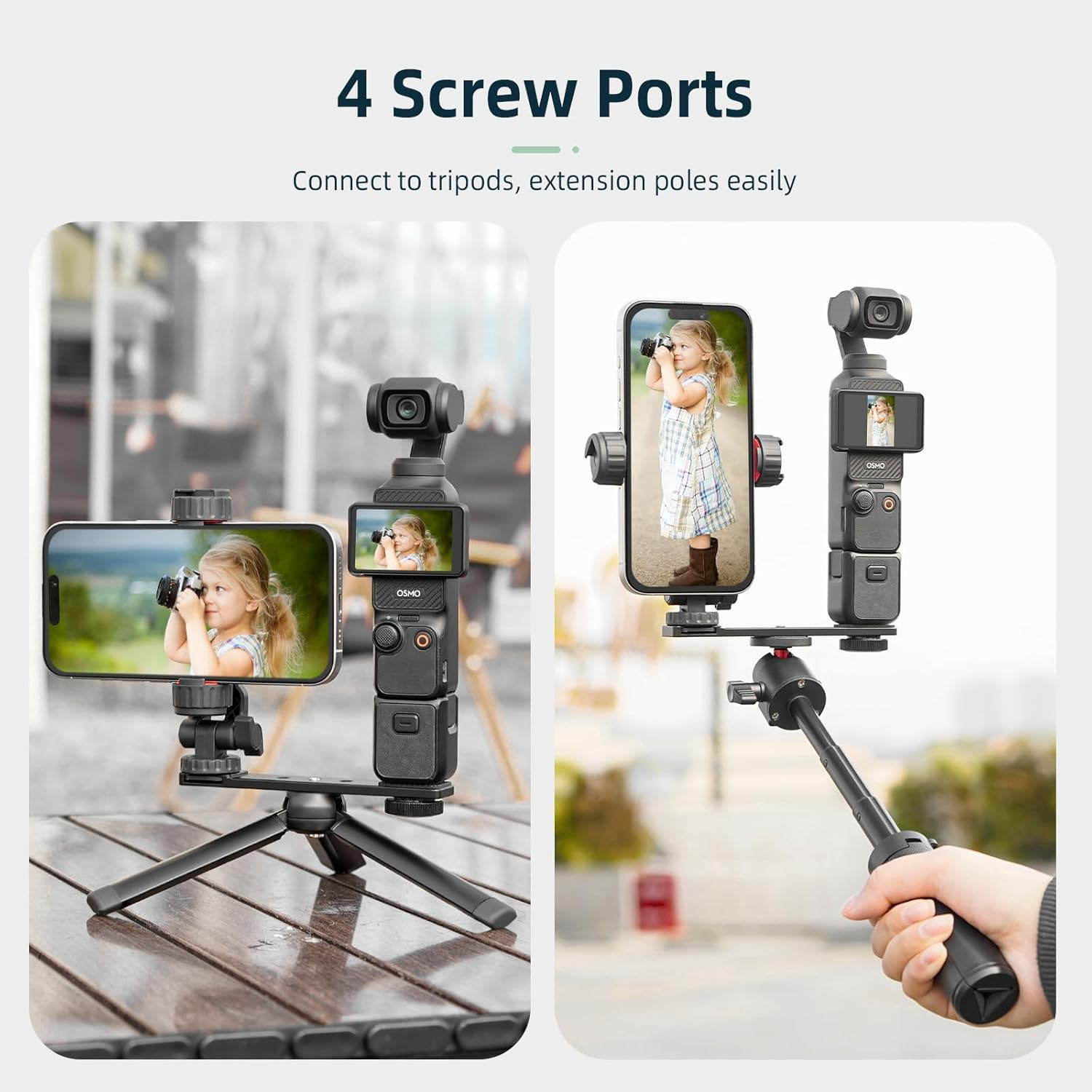 BRDRC Pocket 3 Phone Holder Mount, Metal Expansion Adapter Phone Clip with 1/4&rdquo; Screw and Cold Shoe for DJI Osmo Pocket 3 Creator Combo Accessories - Can Be Used with Tripod Selfie Stick image number 5