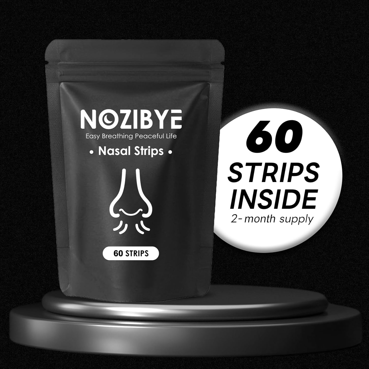 Nose Strips, anti Snore & Better Breathing (60 Count, Black) - Nose Strips for Sleeping, Nasal Strips to Stop Snoring, Clear Airways image number 6