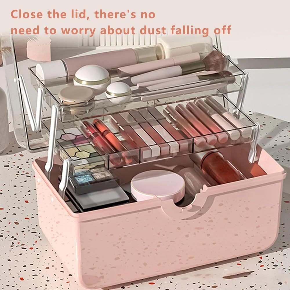 3 Layers Plastic Portable Storage Box, Multipurpose Organizer and Storage Case for Art Craft and Cosmetic, Portable Handled Storage Box for Home, School, Office image number 6