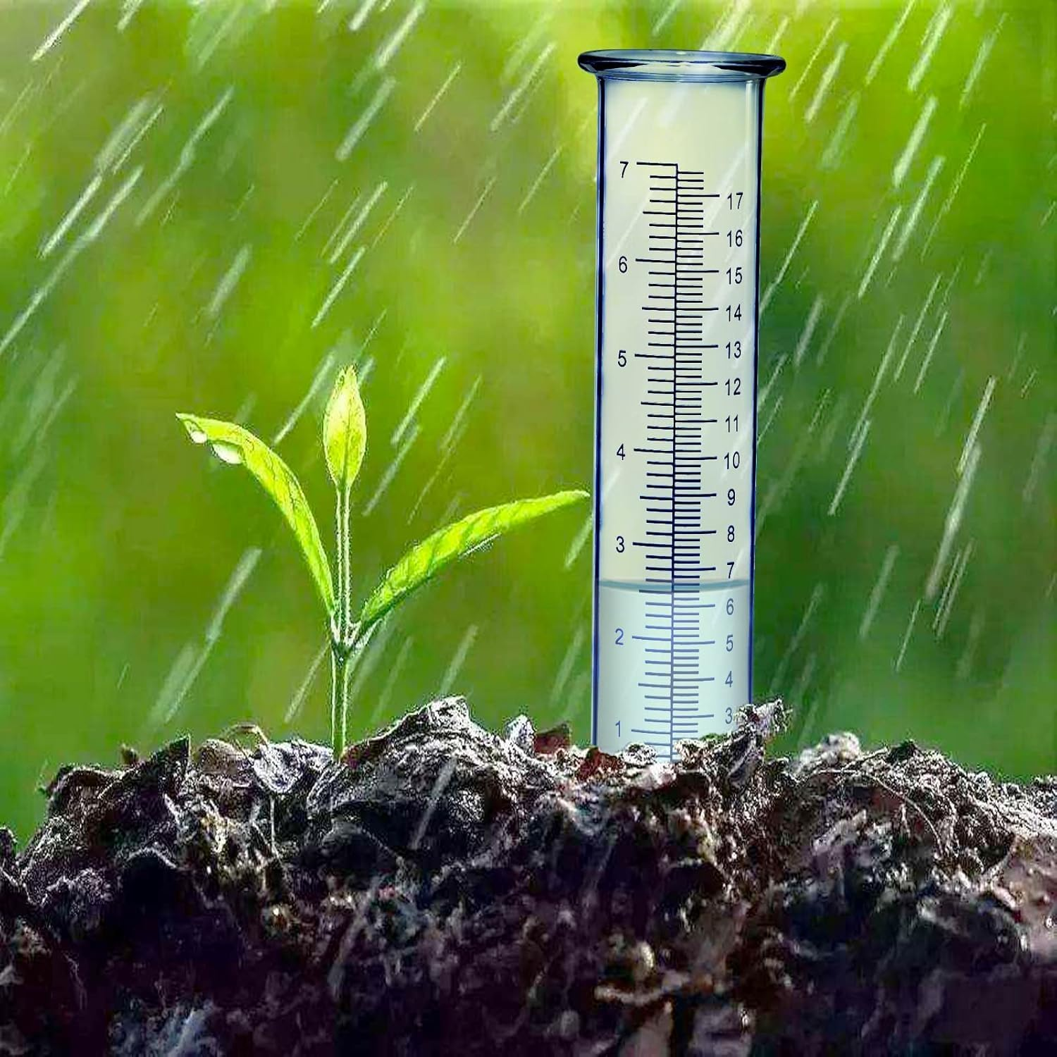 Rain Gauge Replacement Tube,5'' Capacity Rain Gauge &mdash; Measuring Tool & Plastic Measuring Cup, Compatible with Standard Rain Gauge for Yard & Garden(2 Pcs), Haheihei image number 3