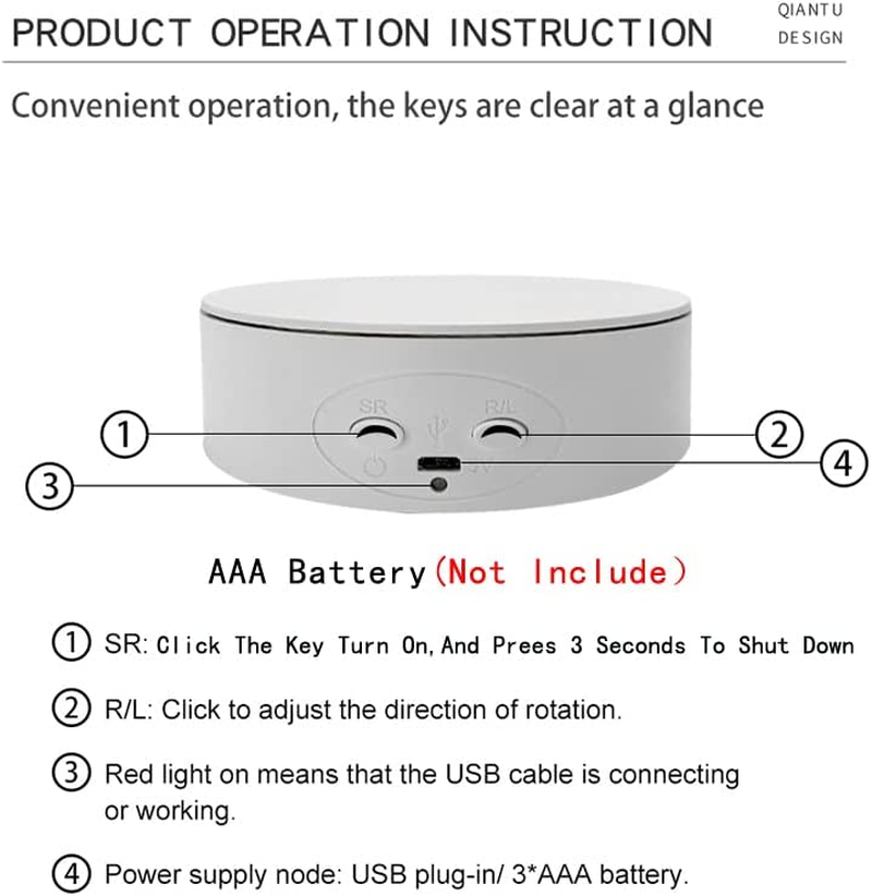 Rotating Display Stand ,5.2" 17.6Lb Load Cup Display Stand Turner for Tumblers, Spinning Display Stand,Motorized Tumbler Display Turner for Glitter Cups Photography Small Arts Pruducts (Black) image number 2
