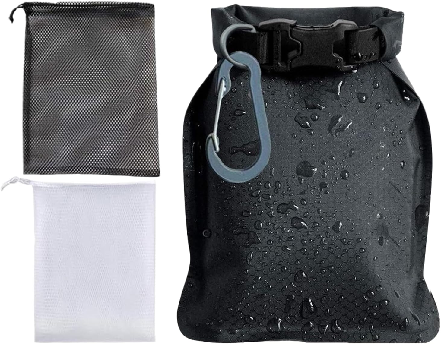 Waterproof Soap Bag - Leakproof Roll Seal Travel Soap Bag Mesh Pockets | Bar Soaps Holder with Foaming Nets Hook | for Gym Camping Outdoor Swimming Holiday, Durable Nylon - Hot Pink image number 4