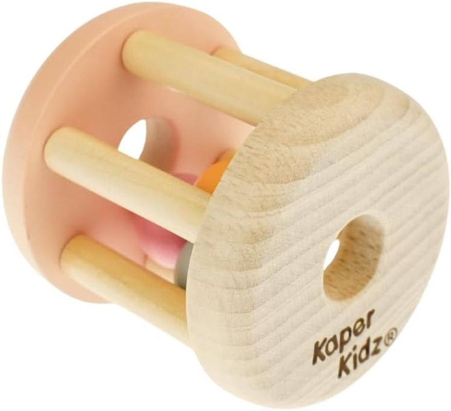 Calm & Breezy Wooden Rattle &ndash; Peach | Baby Sensory Toy by Kaper Kidz | Timber Rattle with Non-Toxic Paint image number 3