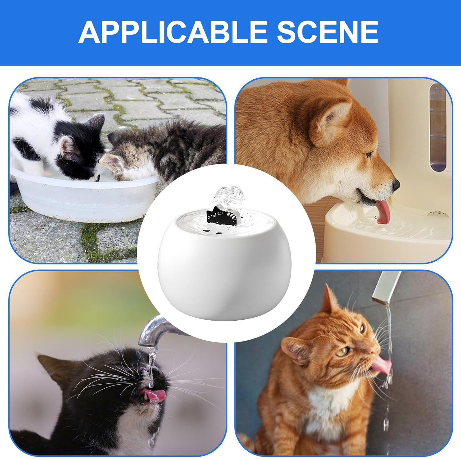 Cat Fountain | Automatic Pet Water Fountain | 3D Automatic Electric Filtered Waterer with Sensor Long-Lasting Dispenser for Kitten Dog Home Drinking outside Watering image number 3