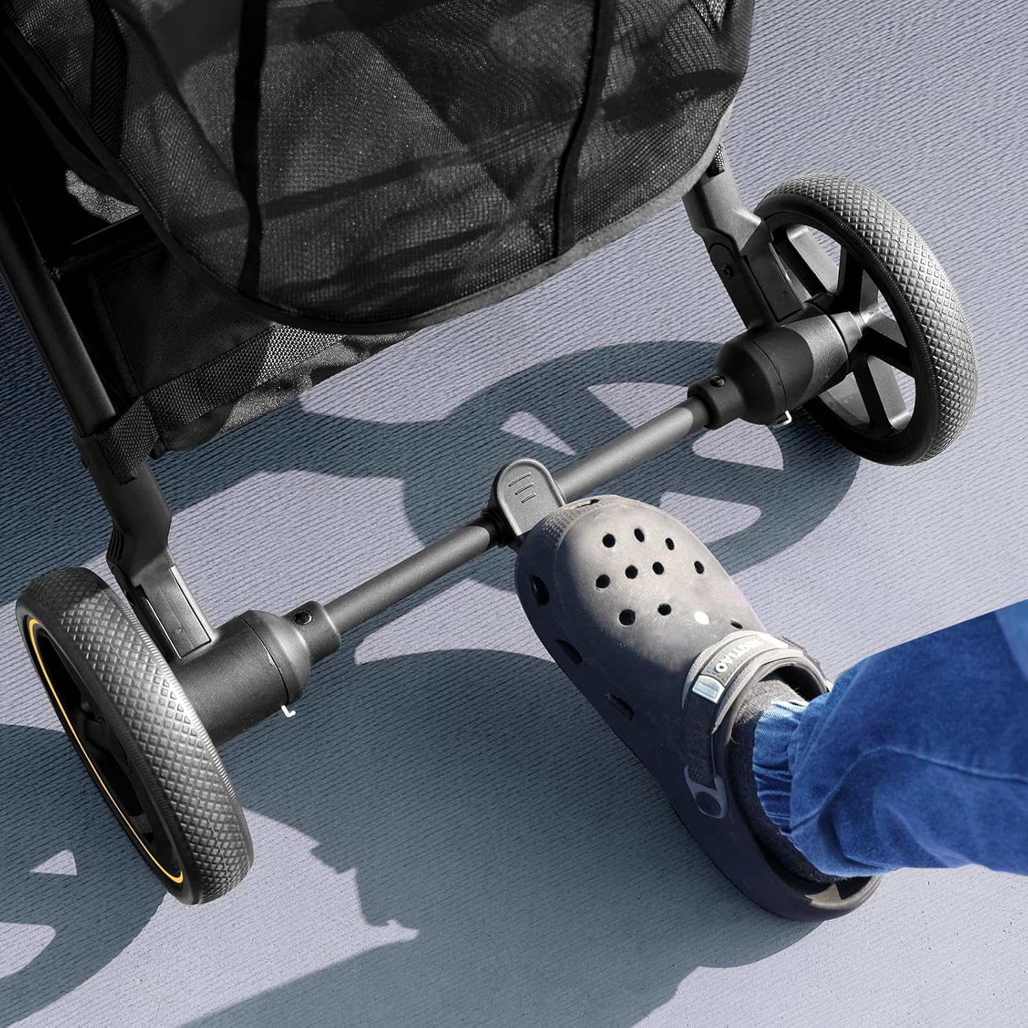 SNSUTY Foldable Shopping Cart, 85 Liters Grocery Cart Utility Carts, Two Layers Shopping Trolley with Wheels ＆ Stylish Removable Tote, One-Handed Compact Fold, and One-Step Parking Brake Multi Use image number 6