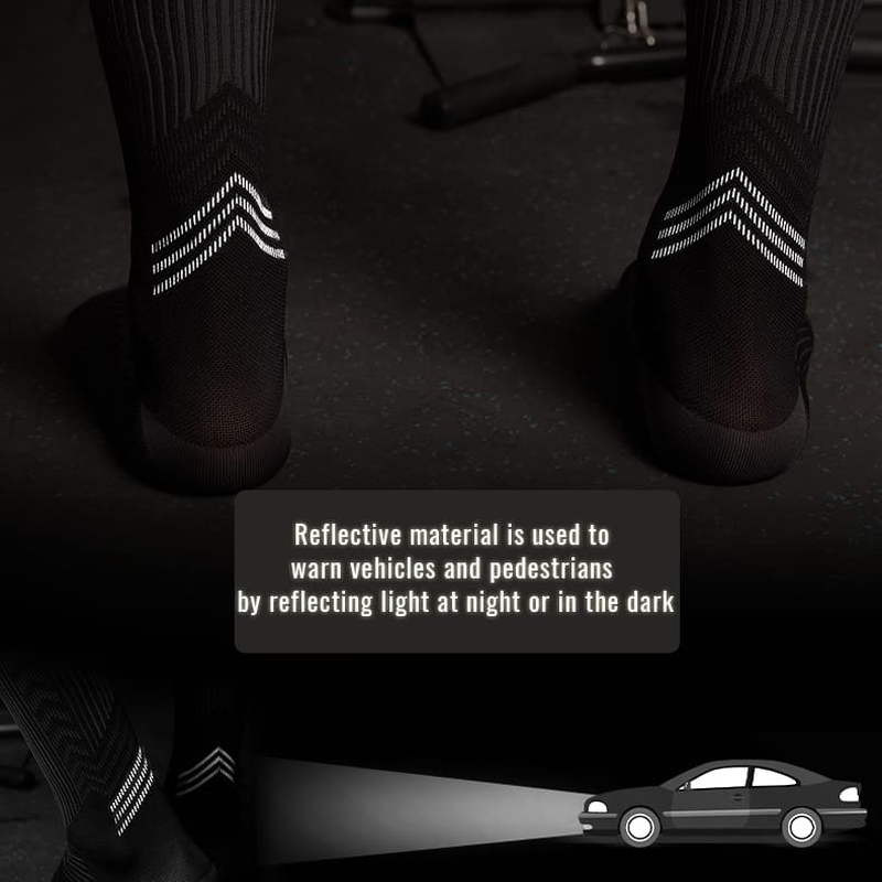 Compression Sports Socks for Men Women 15-20Mmhg Graduated Compression Support Plantar Fasciitis Stockings Reflective Stripe Swellings Knee-High Socks for Running Pain Relief Boosts Circulation image number 4