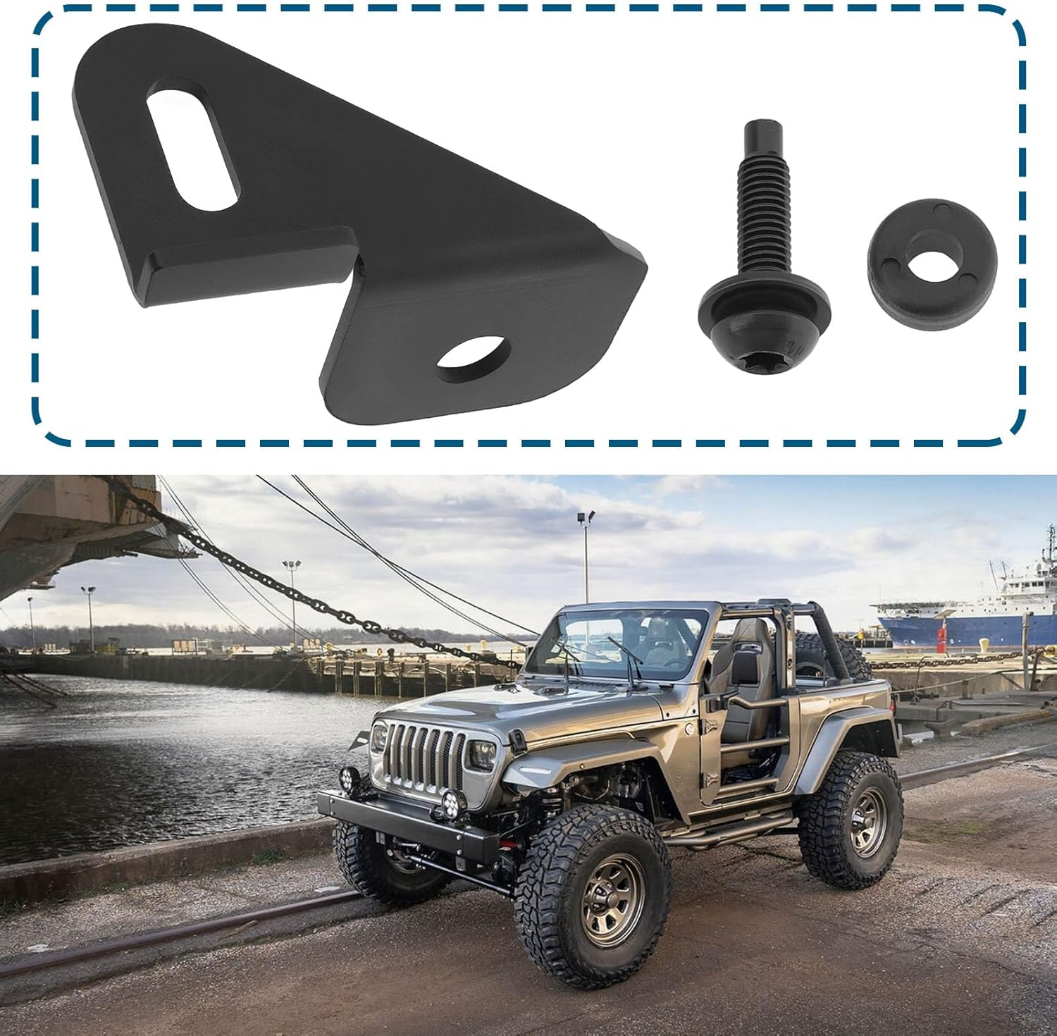 1Pc Car Antenna Mount Replacement Part Driver Side Mount Bracket Holder Compatible with Jeep Wrangler JL JLU Gladiator JT 2018-2024, Black image number 5