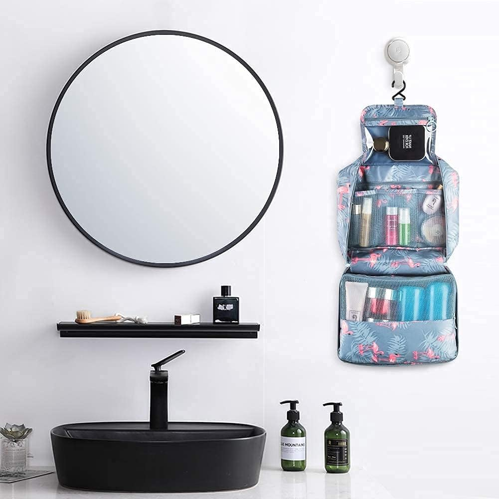 Niwlix Toiletry Bag for Women, Travel Kit and Accessories Organizer, Travel Essentials, Grey Flamingo, Travel Accessories - Black Flamingo image number 5