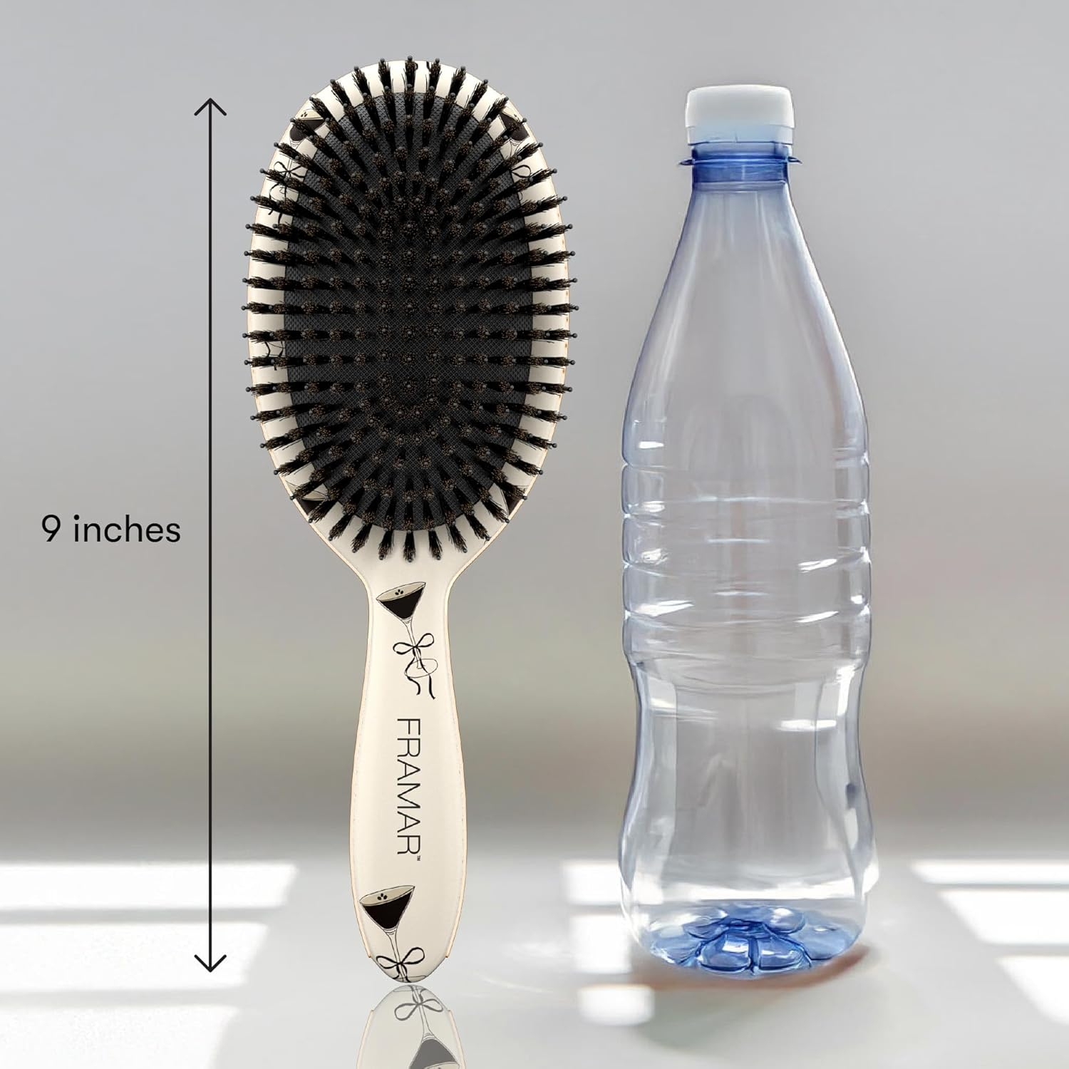 FRAMAR Boar Bristle Hair Brush &ndash; Slick Back Hair Brush for Women, Boar Bristle Brush, Slick Back Brush, Hairbrush Women, Brosse a Cheveux, Boar Brush for Volume and Shine &ndash; Espresso Martini