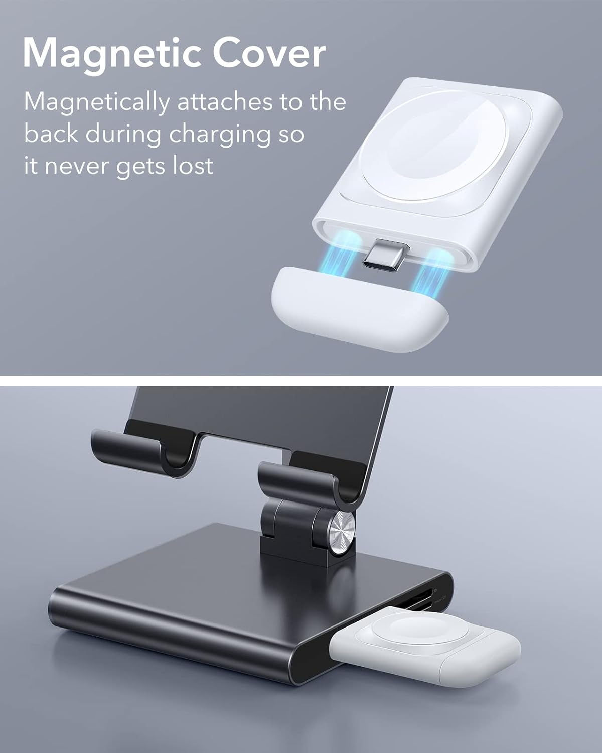 ESR for Apple Watch Charger, Certified Made for Apple Watch, Small and Portable, Magnetic Cover, Fast Magnetic USB-C Charging for Apple Watch Ultra, Series 8/7/6/5/4/3/2/1, and SE image number 3