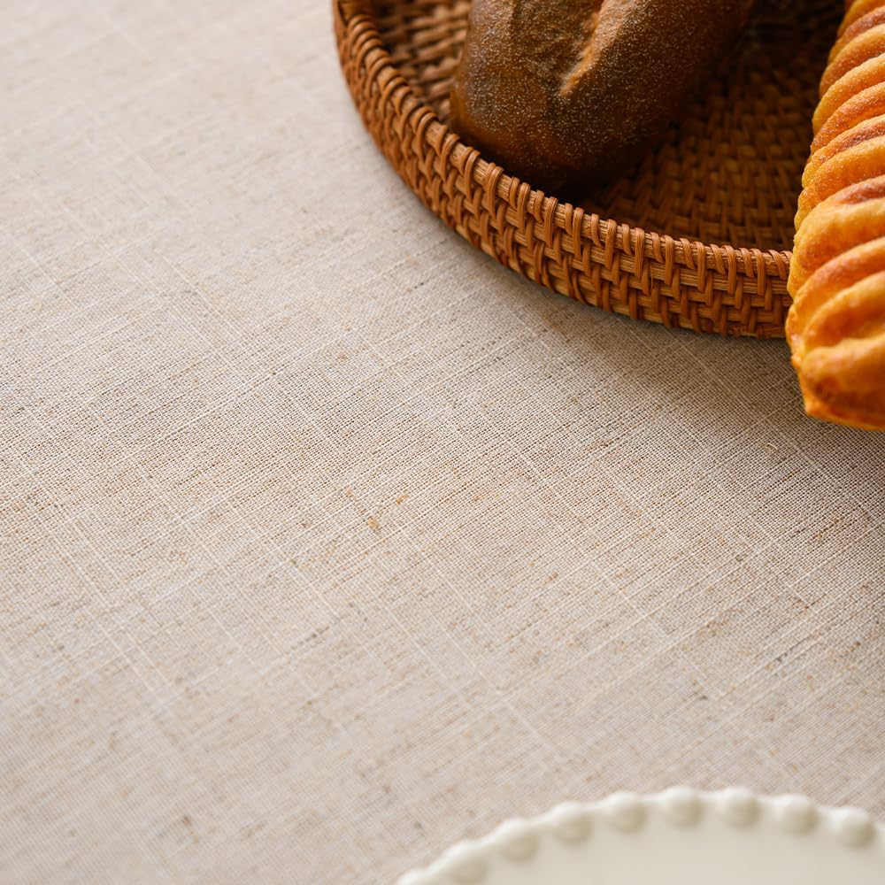 Anaado Ramadan Cotton Linen Large Table Cloth for Dining Table 14 Seater, Long Table Cover Picnic,Party, Tabletop Decorations, Beige,60''X142''