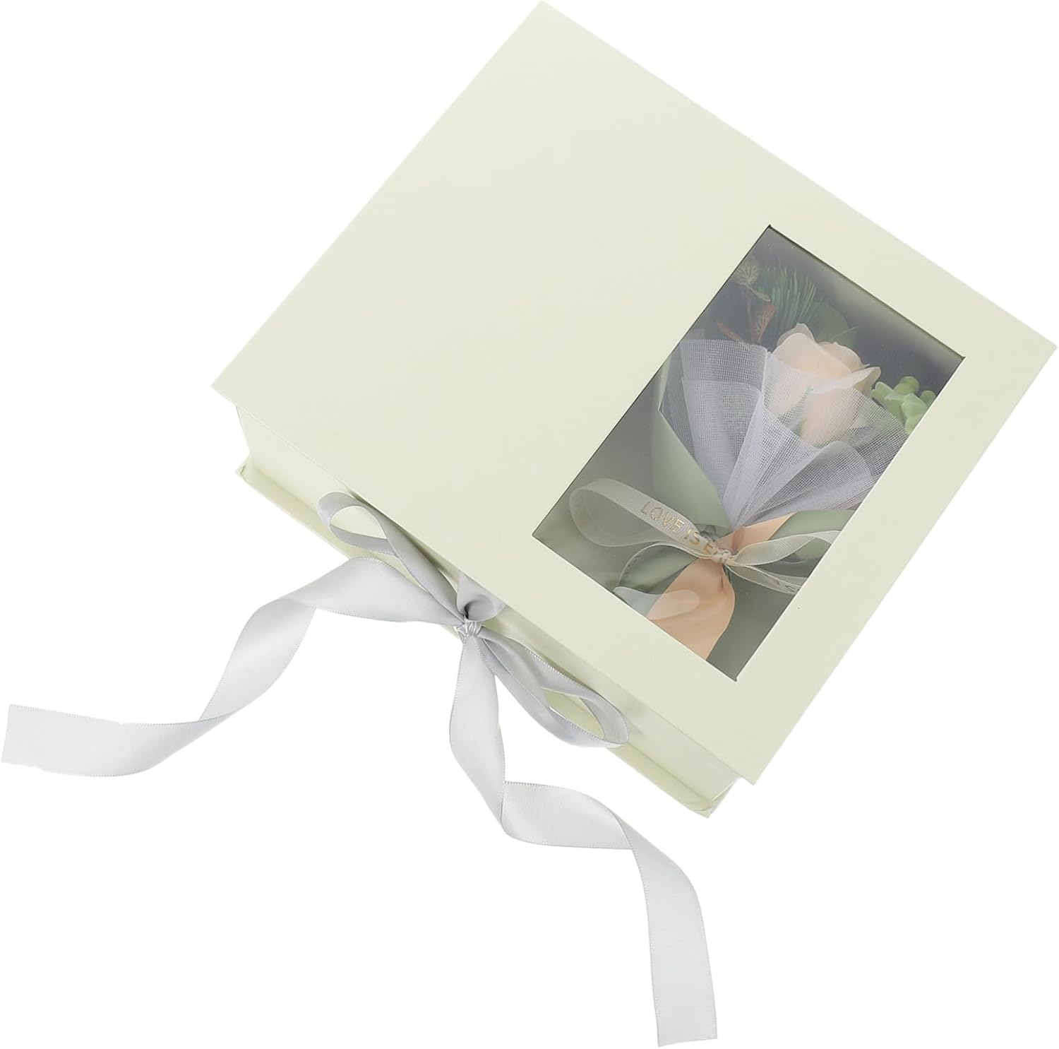 Healvian 1Set Artificial Soap Flower Box for Women Romantic Soap Bouquet Aromatherapy Present Set Box of Hearts for Engagement Couples