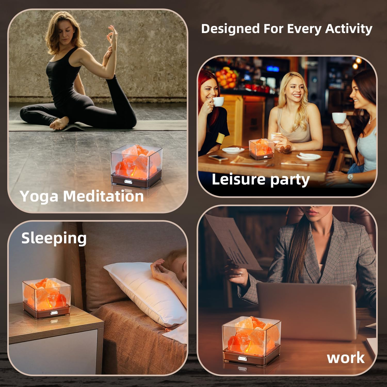 HISUNY Touch Himalayan Salt Lamp with Smart Heating Essential Oil System, 6-Way Dimmable Mini USB LED Pink Natural Salt Rock Night Lamp for Home Decor Zen Gifts Salt Therapy Yoga Spa Meditation - A Model image number 2