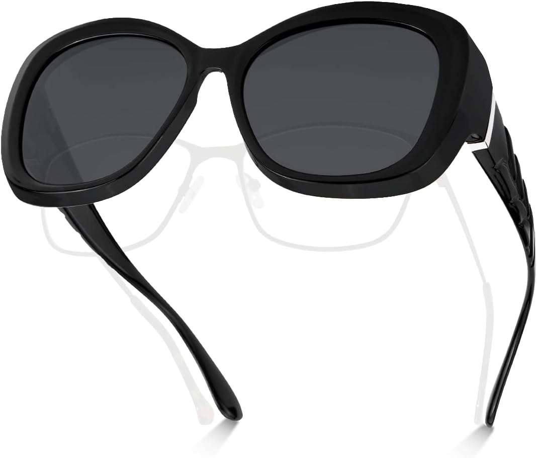 Meeloog Polarized Fit over Glasses Sunglasses for Women, Oversized Fashion Big Sun Glasses Trendy Shades for Driving MST0079