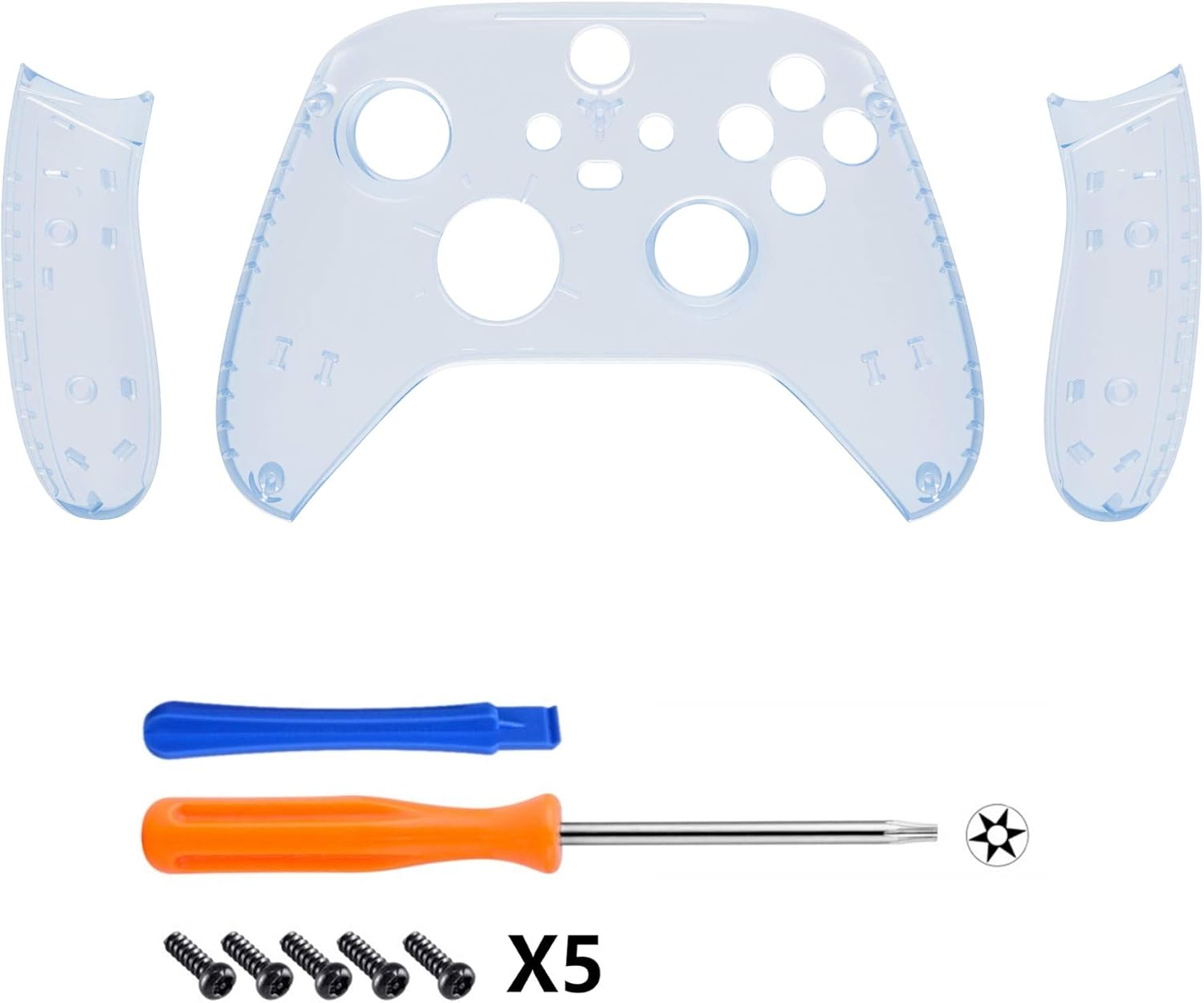Extremerate Glacier Blue Replacement Handles Shell for Xbox Series X Controller, Custom Side Rails Panels Front Housing Shell Faceplate for Xbox Series S Controller - Controller NOT Included - Clear image number 7