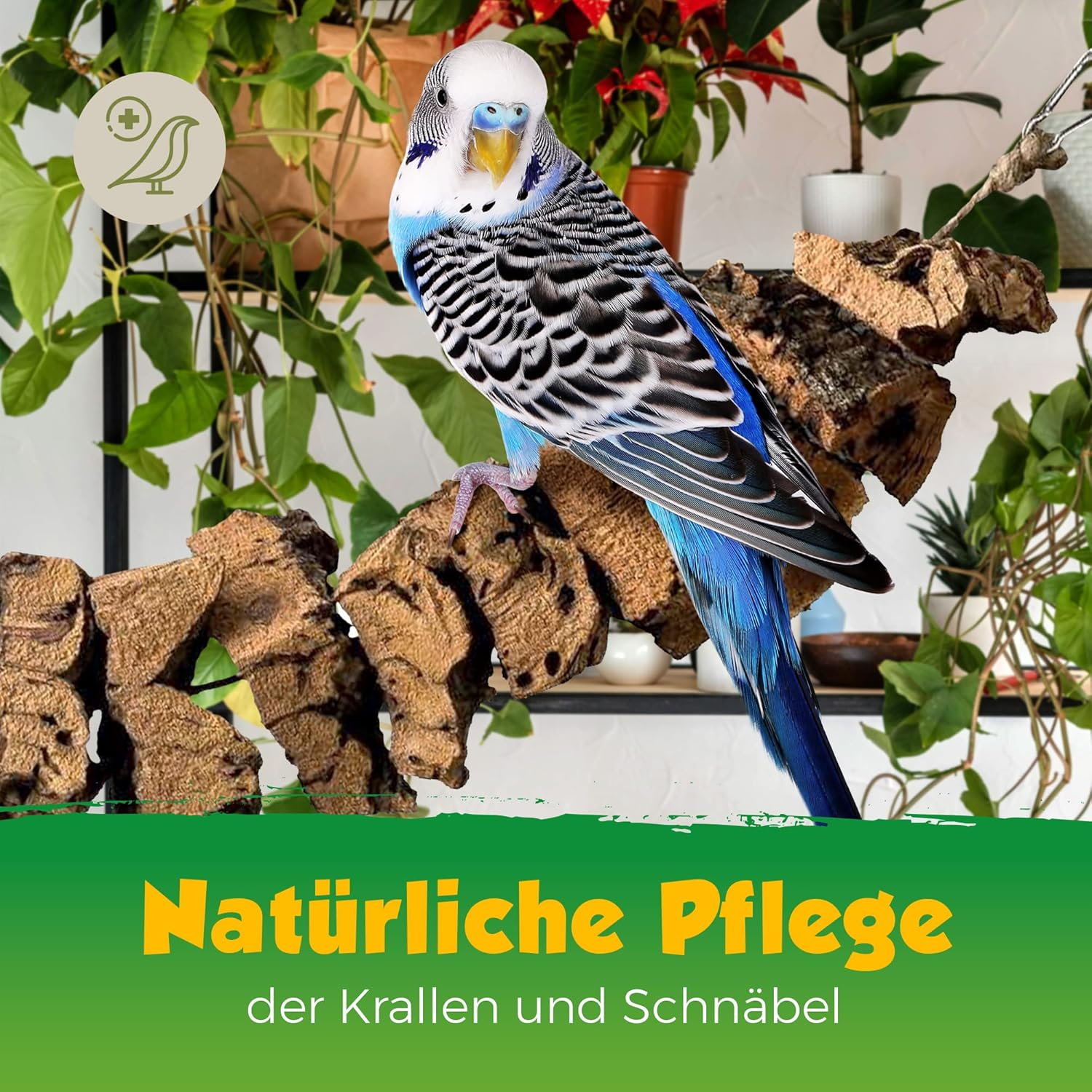 Bird Swing for Nibbling Made of Cork Bark 40 Cm Toy for Birds Natural Material Cork image number 5