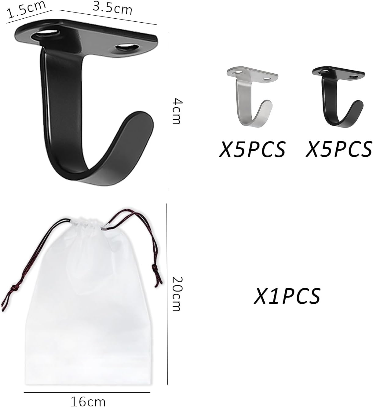 KRYMSON Pack of 10 Ceiling Hooks with 1 Storage Bag, Threaded Hooks, Wall Screw Hooks, Stainless Steel Ceiling Hooks, Ceiling Hooks for Kitchen, Bathroom, for Hanging Keys, Towels image number 3