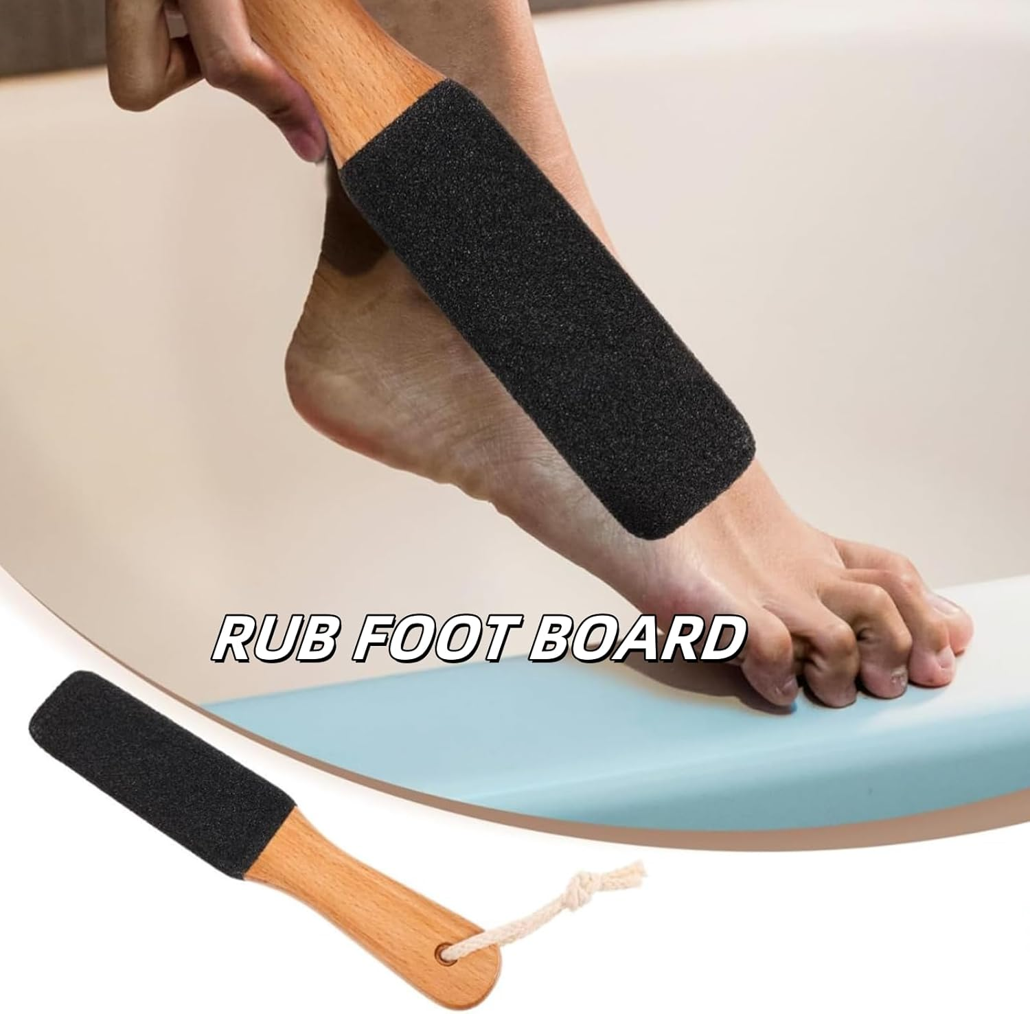 Luojinluoda Foot Pumice Stone Pedicure File (1 Pc) - Pumice Stone for Feet with Ergonomic Wooden Handle, Foot File & Heel Scraper for Smoother Feet and Hands, Heel Sander and Dead Skin Scraper (Black) image number 1