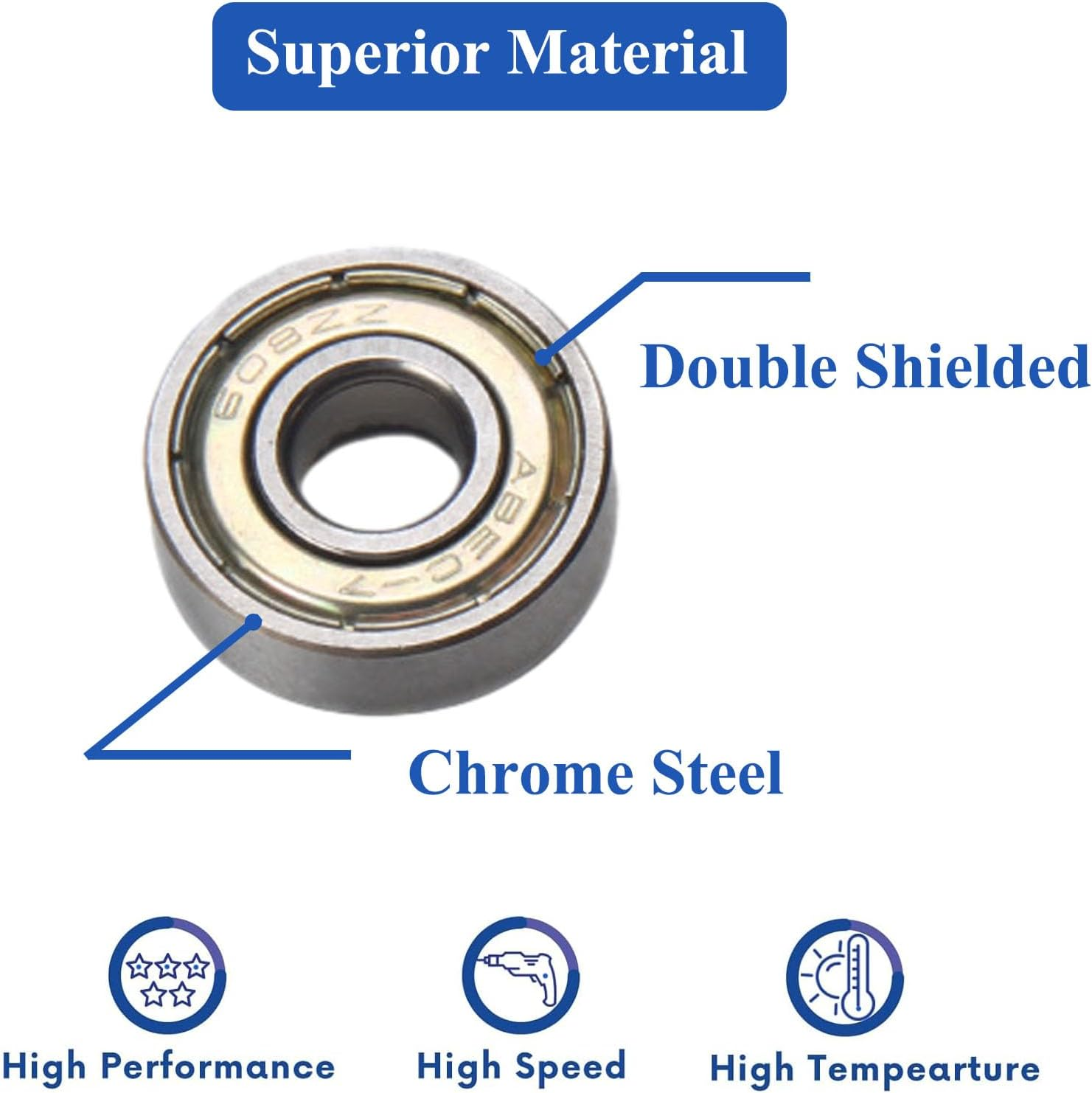 608Zz Deep Groove Ball Bearings - 12Pcs (8Mm X 22Mm X 7Mm) for Skateboard,3D Printer, DIY Mechanical Transmission Parts