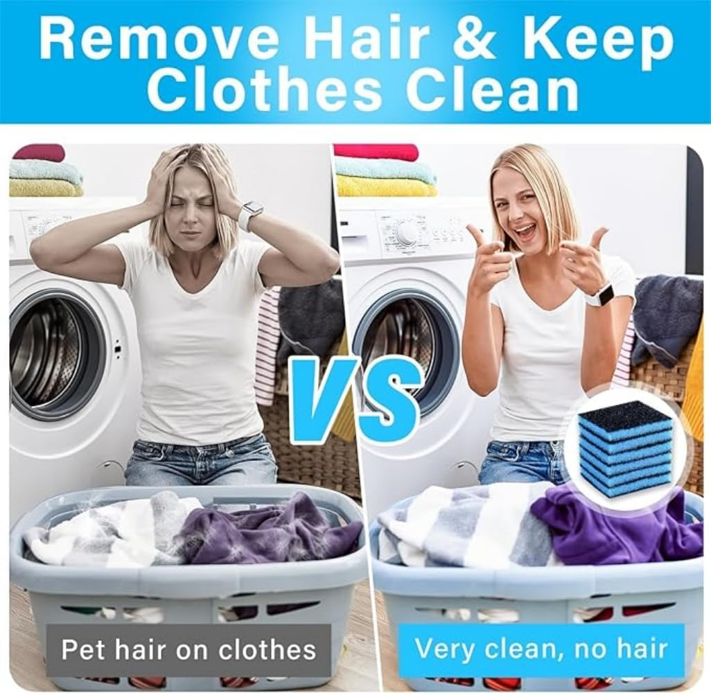 Pet Hair Remover for Laundry, Reusable Washing Machine Pet Hair Catcher- Pet Fur, Hair, Lint and Dander, Dog & Cat Hair Remover for Clothes (Blue-6Pcs) image number 1