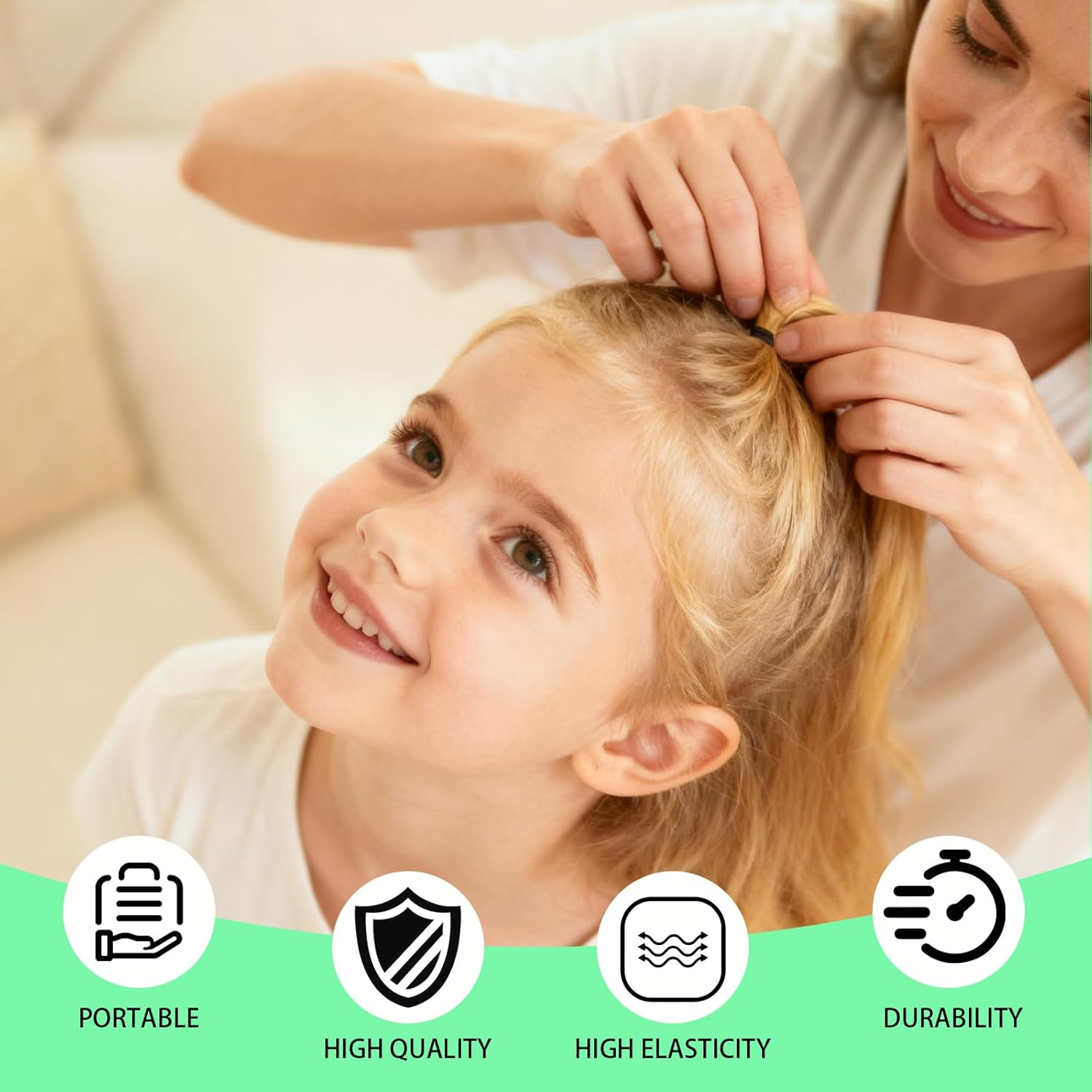 4000-Piece Hair Elastics Set: Hair Ties + 4 Bonus Hair Styling Tools, No Metal Elastic Bands Packaging (Black & Clear).