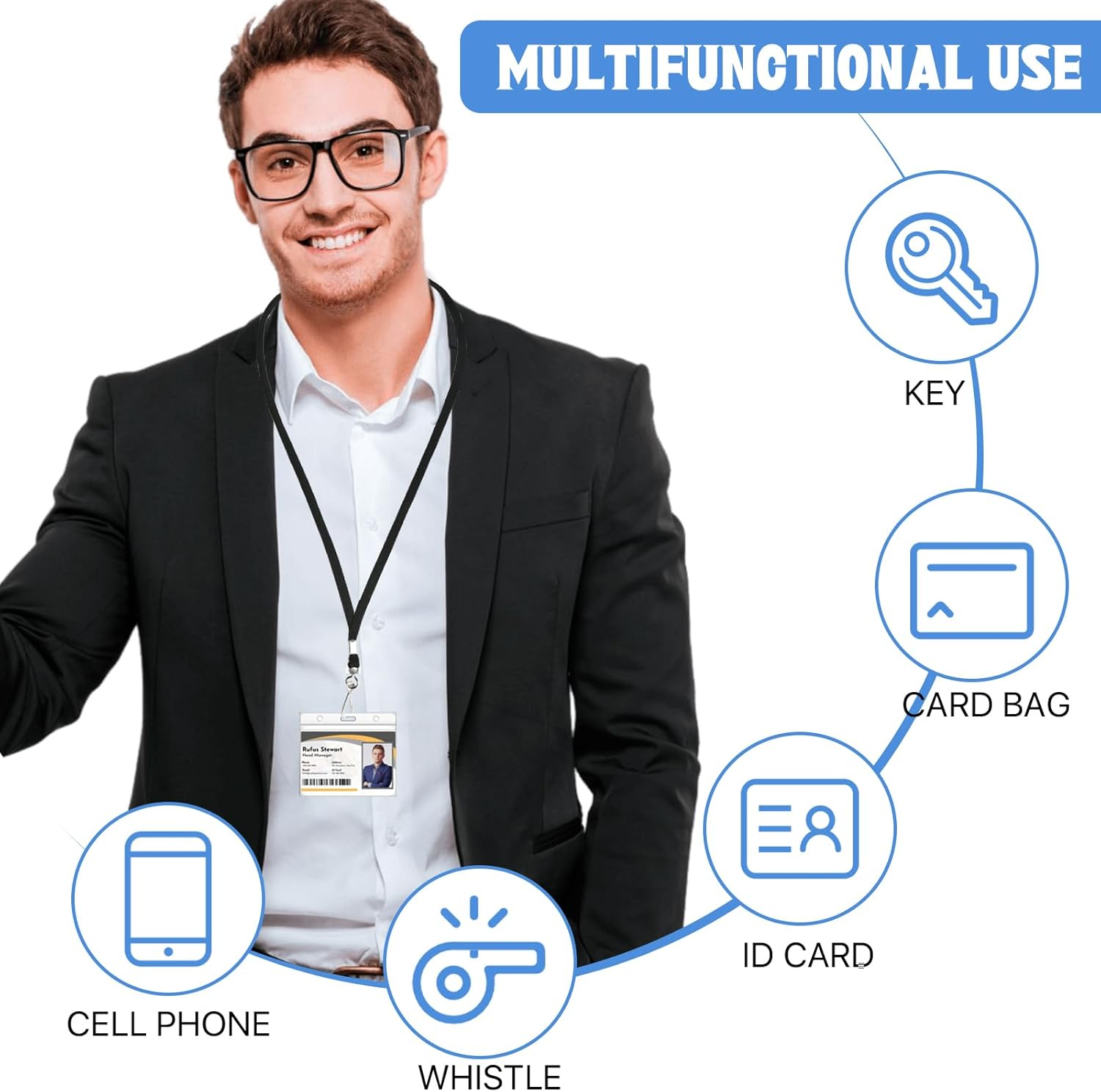 Lainballow 100 Pcs Breakaway Lanyards for ID Badges, Black Cotton Rope Classic Style with J-Hook, Flat Lanyards for ID Badges, Breakaway Badge Lanyard for Company Factory Campus Business image number 4