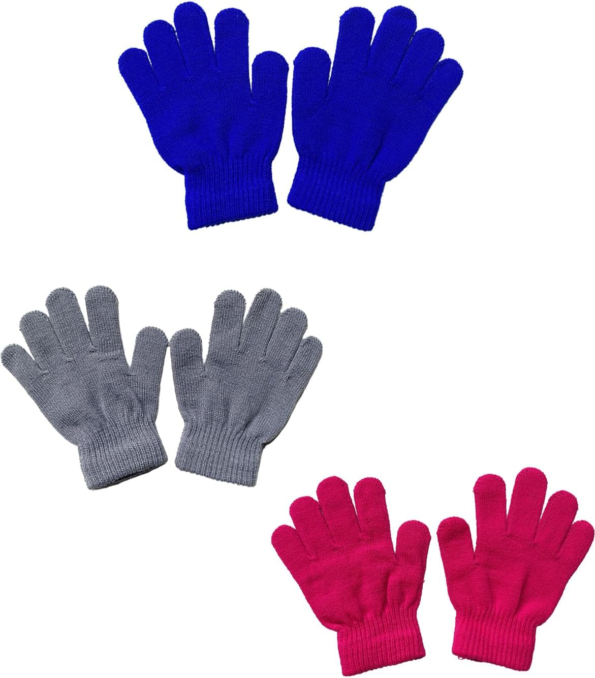 3 Pairs Kids Winter Magic Gloves Children Stretchy Warm Gloves Knit Mitten Gloves for Boys Girls Riding Cycling Bike Outdoors Sports image number 3