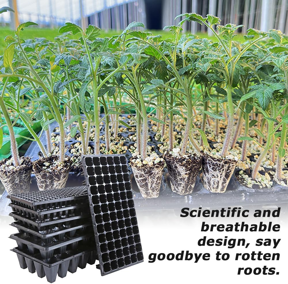 MOTRAIN 7-Pack Seedling Trays with Adjustable Humidity Domes, 21-200 Hole Seedling Pot, Seedling Trays Seed Starter Tray, Mini Propagator Greenhouse Kit for Seed Germination and Plant Growth image number 4