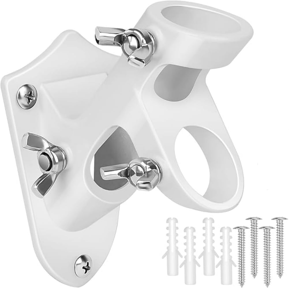 Flag Pole Holder, outside House Flag Pole Bracket, Heavy Duty Metal Flag Mount, Aluminum Alloy Mounting Brackets, Outdoor Flag Holder- Strong Rust Free (White-1 Pack) image number 3