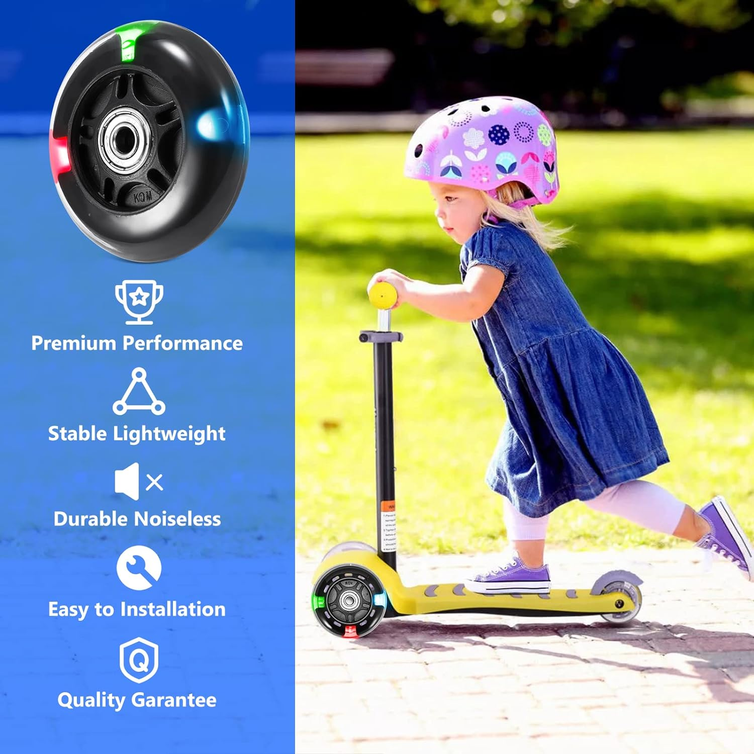 Scooter Replacement Wheels, LED Flash Wheel 80MM, Mini Maxi Micro Scooter Skate Wheels Flashing Roller Lights Back Rear ABEC-7 80MM for Kids & Teens Indoor Outdoor Skating (1Pc) image number 6