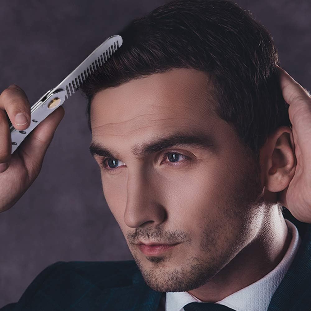 Ahfulife Foldable Metal Comb and Beard Comb - Multifunctional Pocket Comb with Bottle Openers - Anti-Static Stainless Steel Care Comb - Presented in Gift Box image number 1