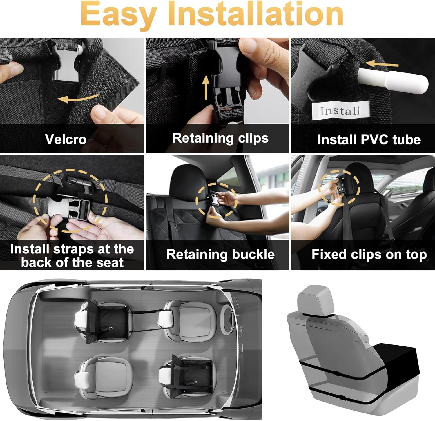 Dog Car Seat, Sturdy Dog Box Car Back Seat for Small and Medium Dogs with 5 Attachment Straps, Dog Seat Car Rear Seat with Storage Pockets, Reinforced Walls, Dog Car Seat for Front Seat image number 1