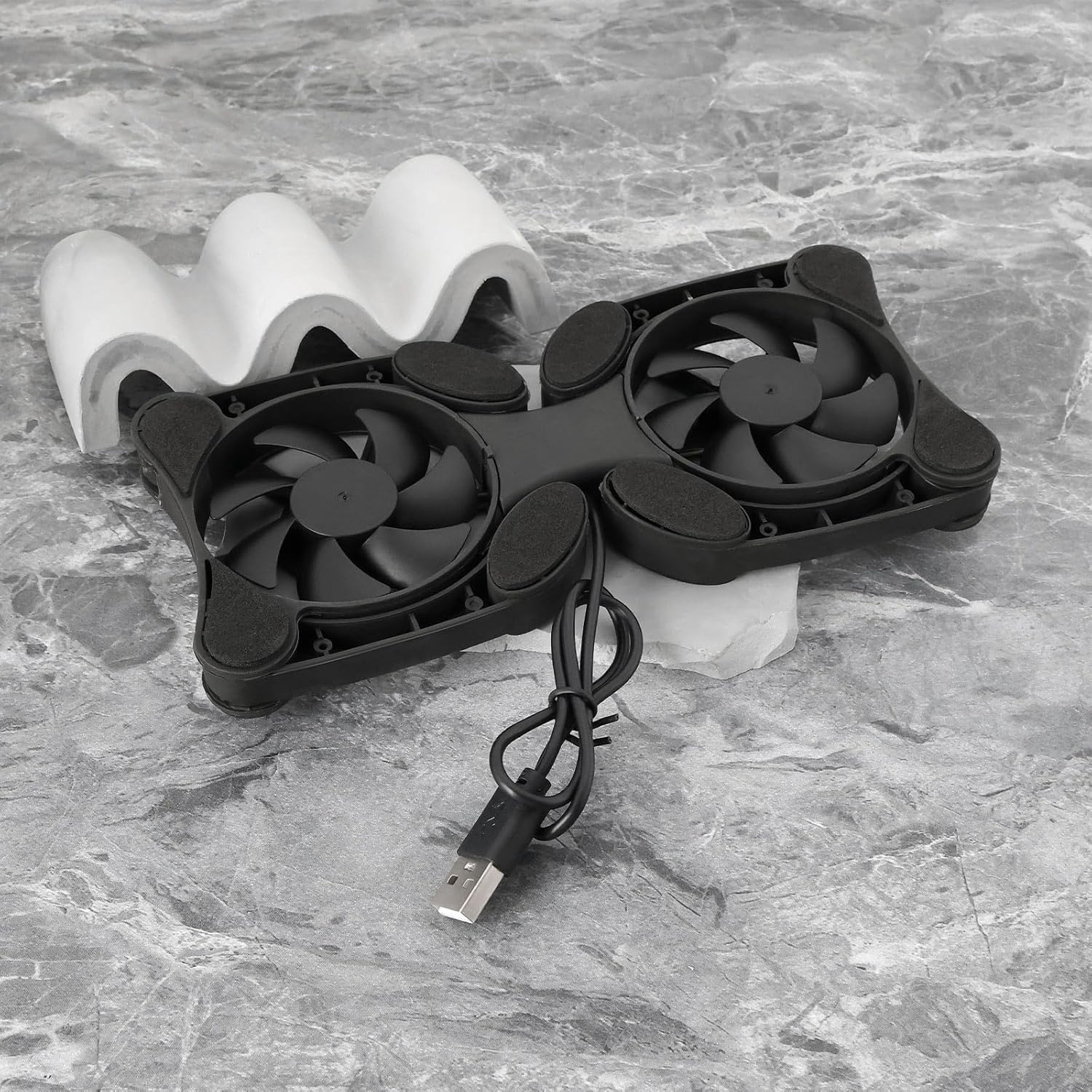 OTOTEC 2Pcs Laptop Cooling Mat Mini USB Fan Dual USB Cooling Fan Pad Portable Laptop Cooler for 7-15 Inch Laptop 19X8.7Cm/32.5X13Cm Line Length 37Cm image number 4