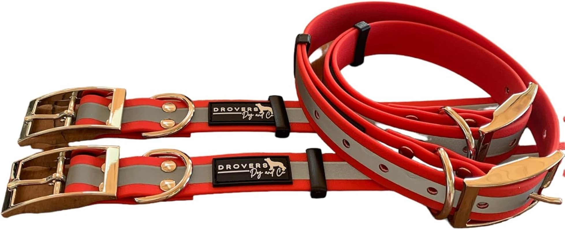DROVERS Dog and Co Super Tuff Collars - Red with Reflective Stripe - Stink Proof - Maximum Strength - Easy Clean. PVC - Safety Collar (Small) image number 4