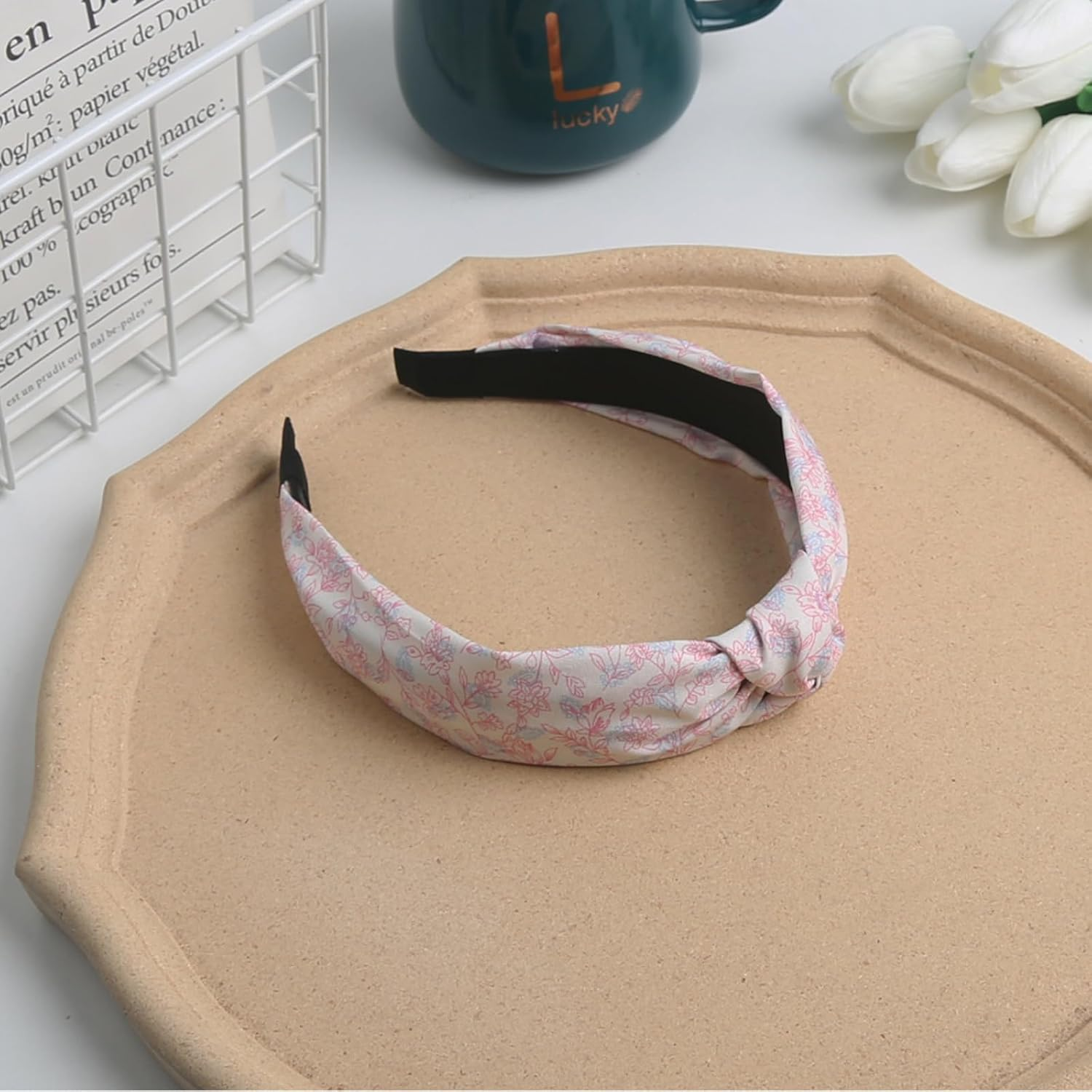 Hair Bands for Women, Wide Vintage Headbands, Head Turban, Women'S Hair Bandana, Twisted Knot Elastic Headbands for Daily Use Yoga Sports (6Danseflowera) image number 5