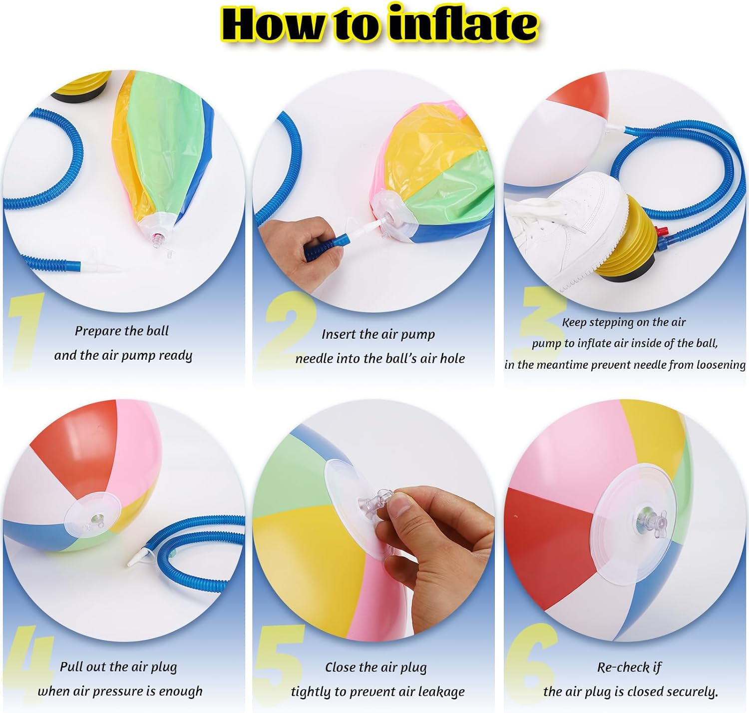 5 Packs 24" Inflatable Large Beach Balls Rainbow Color Pool Ball Pool Toys Pool Balls for Swimming Pool Beach Ball Party Favor Beachball Balloons for Kids&Adults