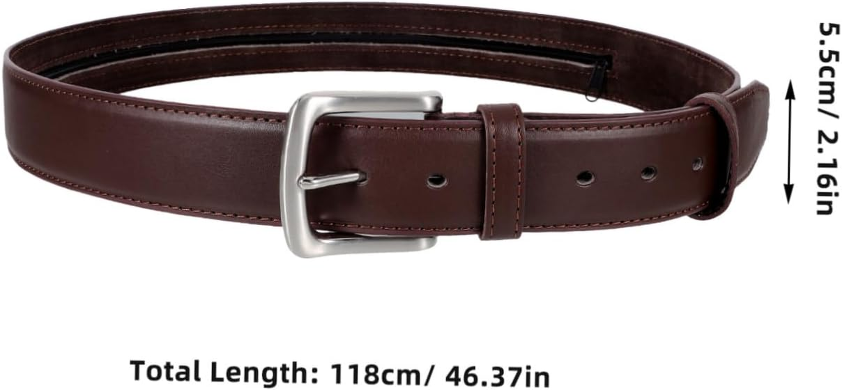 PAMINGONO Travel Money Belt with Concealed Zipper Pocket Secure Storage for Valuables Elegant PU Design for Men and Women Versatile Accessory for Travel and Daily Use Brown image number 4